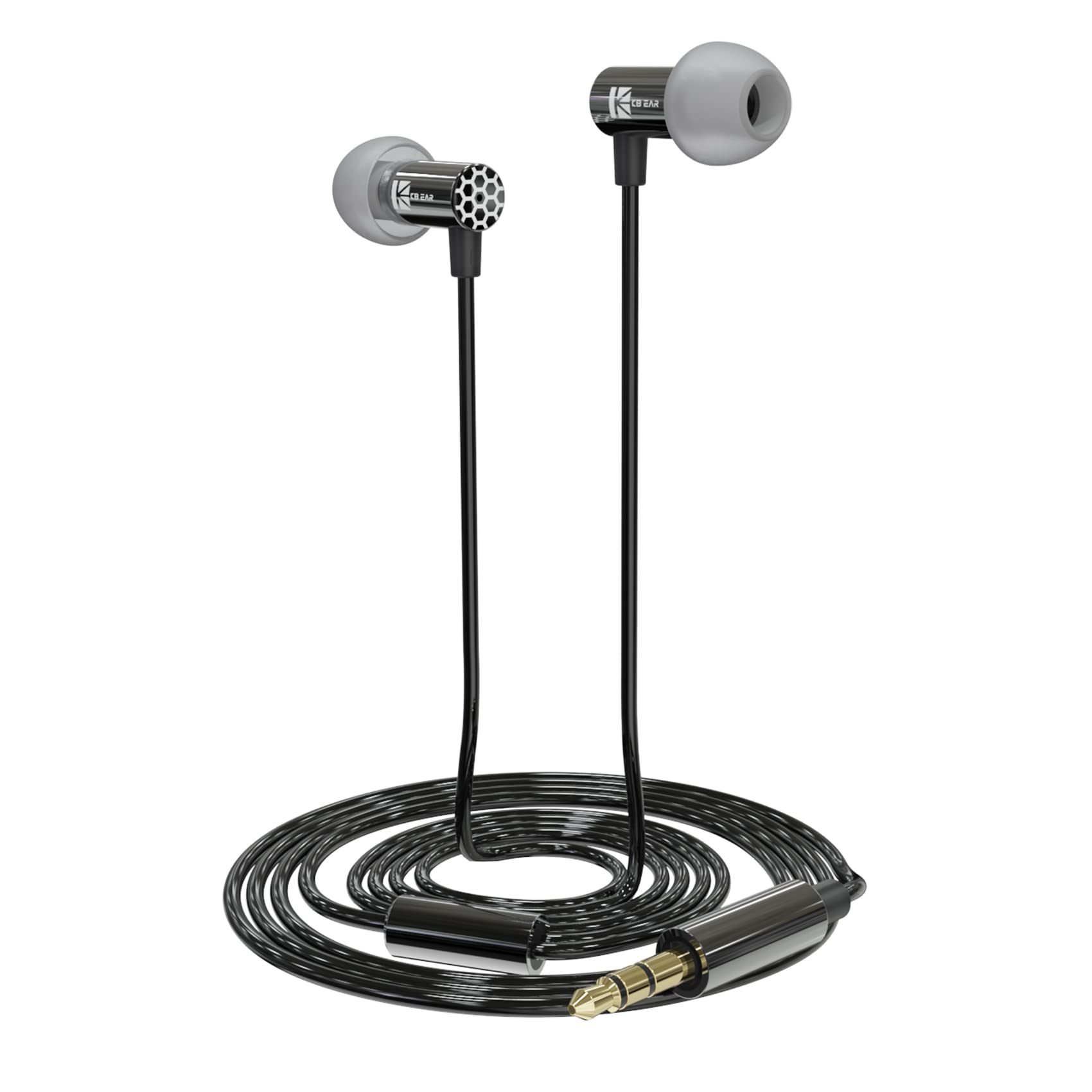 KBEAR Little Q Wired Earbuds - Noise Isolating In-Ear Headphones with Thickened Cable Skin, Comfortable Lightweight Design (Black, No Mic) - Perfect for Commuting, Workouts & Travel