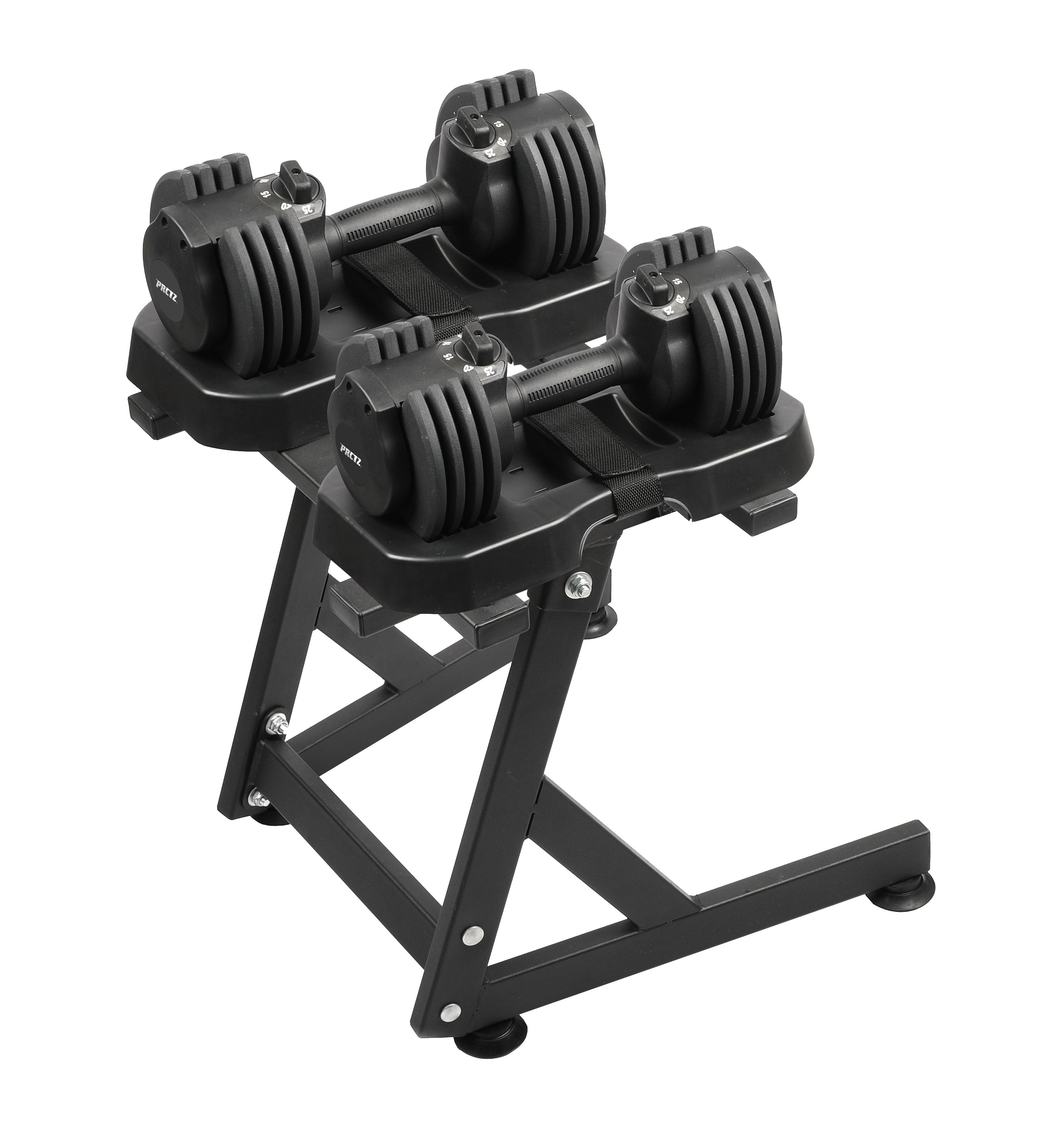 PRCTZ 5-25lb Adjustable Dumbbell Set with Stand - Quick Select Weight System for Home Gym, Strength Training & Full Body Workouts
