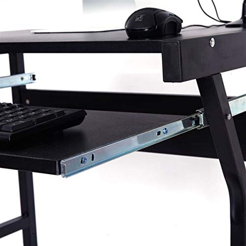 Ergonomic Home Office Computer Desk with 4-Wheel Casters, Drawers & Storage Shelf - Space-Saving Workstation for Small Spaces | Perfect for Remote Work, Online Classes & Gaming Setup