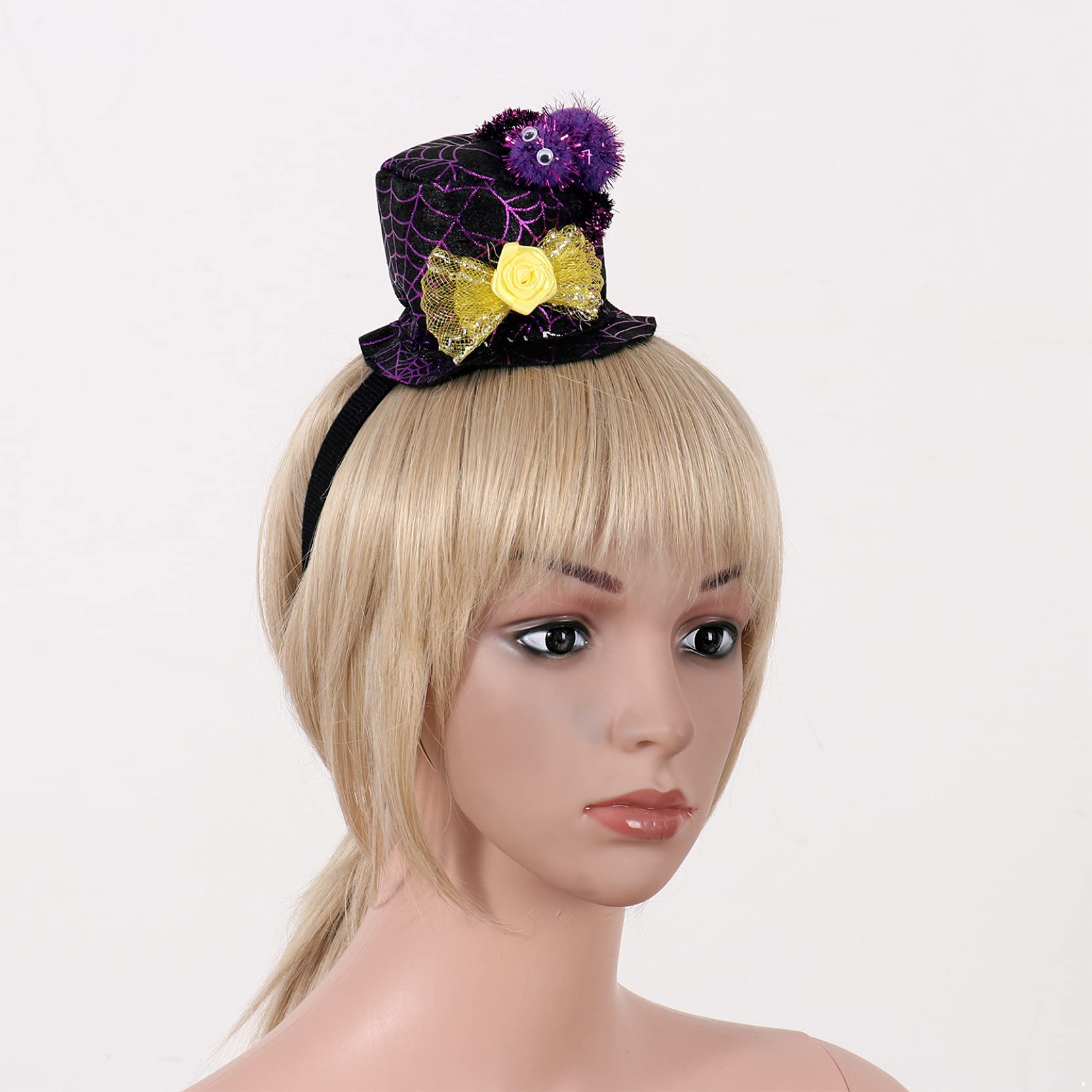 Halloween Spider Web Witch Hat with Lace Veil - Gothic Top Hat Headband for Costume Parties, Masquerade Balls & Dress Up - Elegant Hair Accessories for Women (Perfect for Halloween, Cosplay & Themed Events)