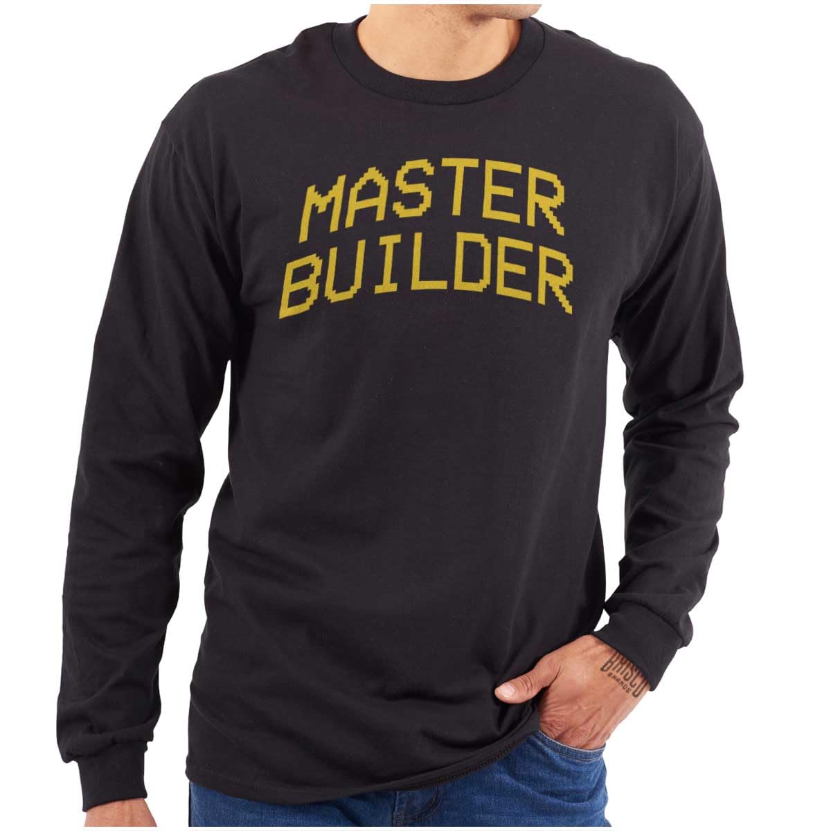 Classic Teaze Master Builder Video Game T-Shirt for Men - Long Sleeve Gamer Shirt - Perfect for Gaming, Cosplay & Casual Wear