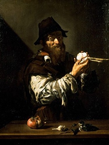 Old Man with Onions by Jusepe De Ribera (1591-1652) - 18x24 Inch Fine Art Poster Print - Baroque Era Masterpiece for Home Decor, Office & Art Classroom