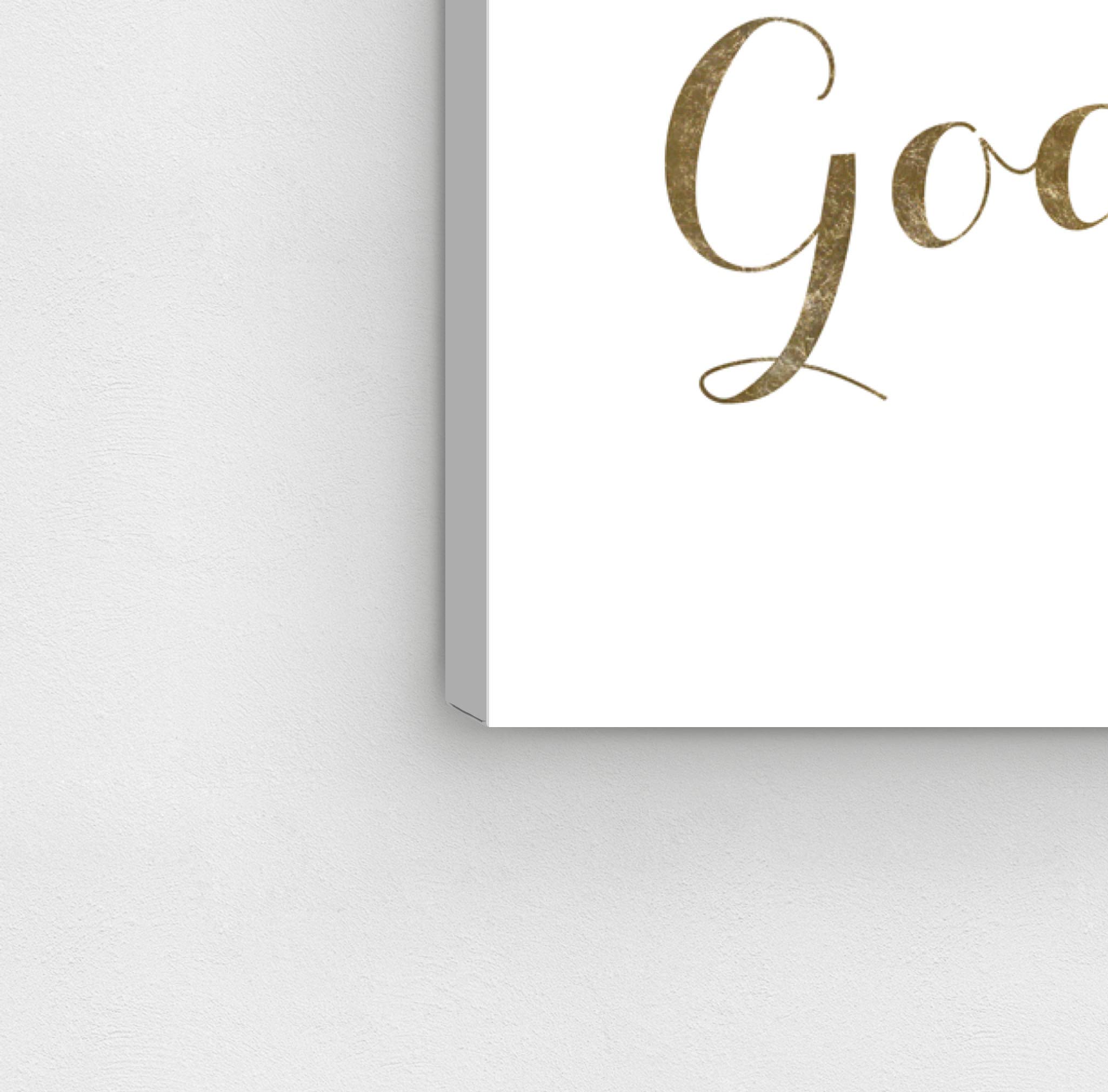 Oliver Gal Artist Co. 'Good Times' Typography Wall Art Canvas Print - 24x24 Inches, Gold & White - Perfect for Living Room, Bedroom, and Office Décor