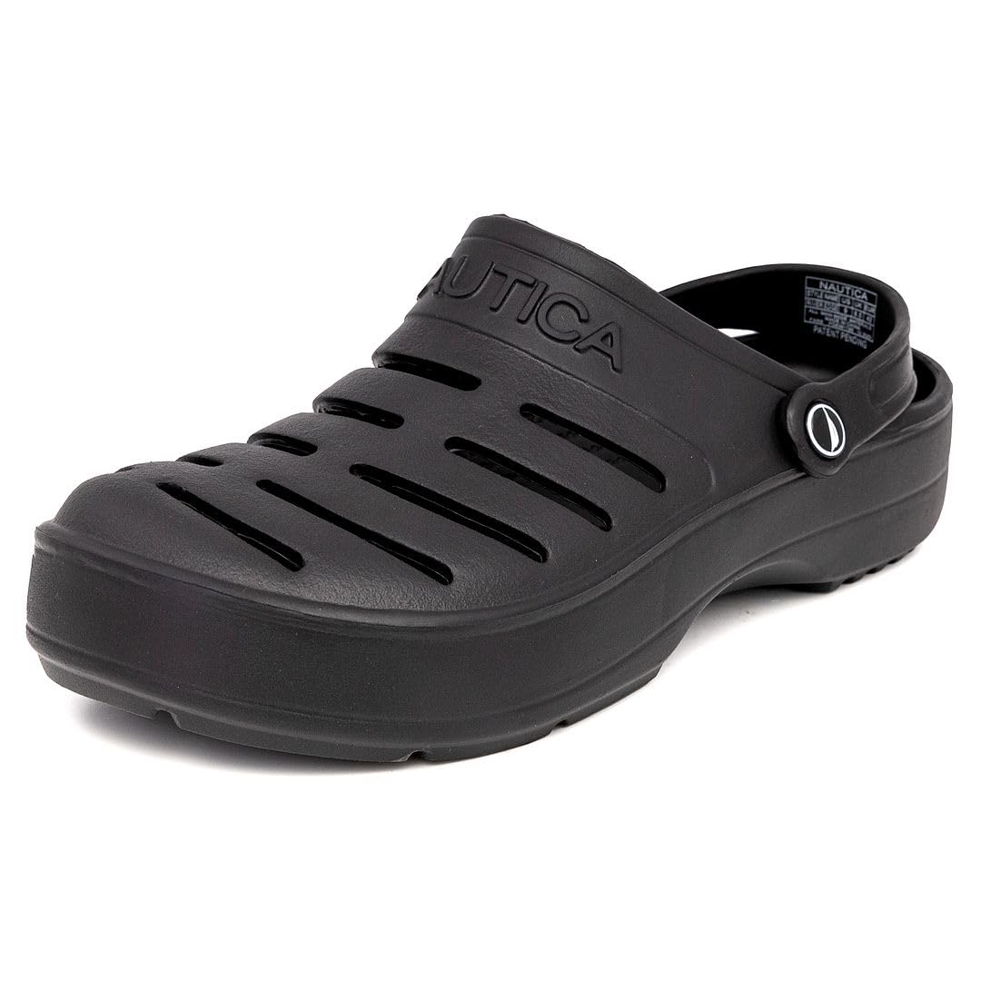 Nautica Men's Athletic Sports Sandal Clogs - Slip-On Water Shoes with Adjustable Back Strap - Comfortable Fuzzy Slippers for Beach, Pool & Casual Wear - River Edge Style