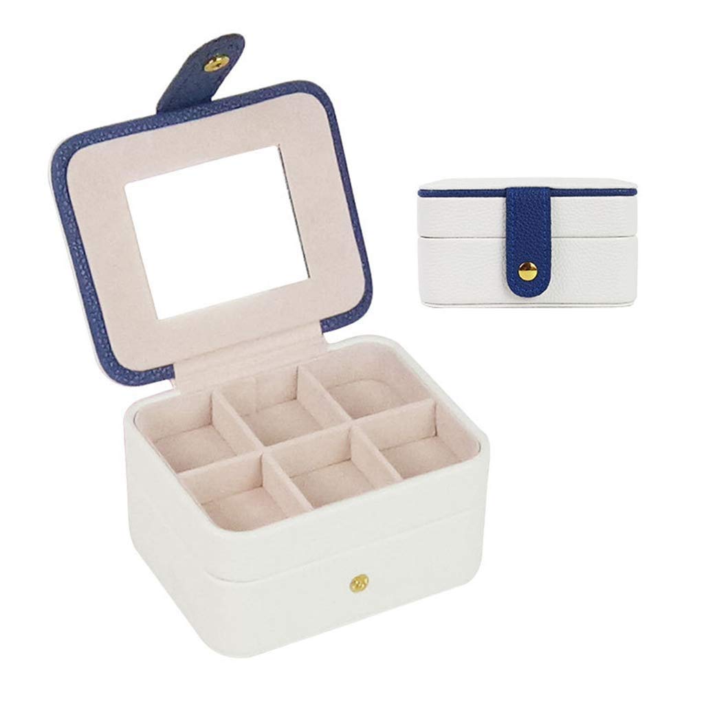 WYBFZTT-188 Jewelry Box - Double Layer Travel Organizer for Necklaces & Rings - Synthetic Leather Jewelry Storage Cabinet - Perfect Gift for Women (White) - Ideal for Travel, Home & Office Use