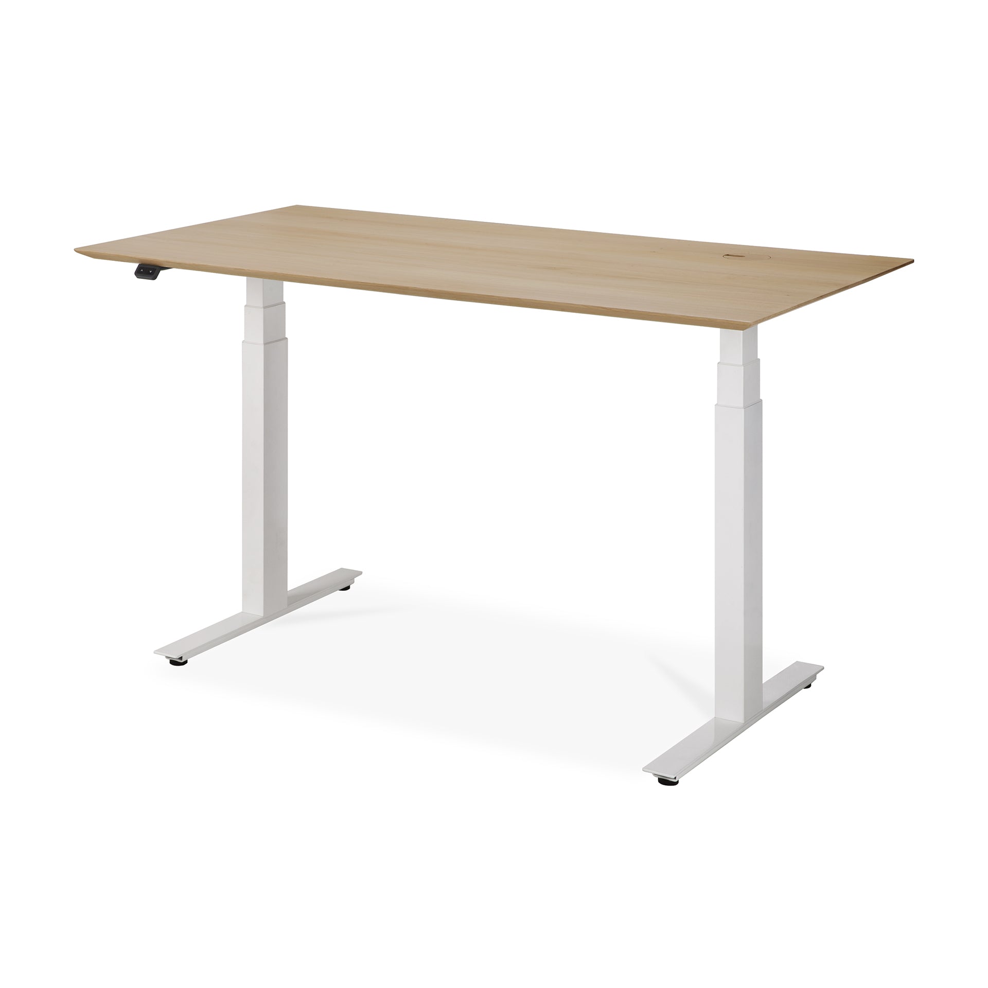 Adjustable Rectangle Desk with Cable Management - 140cm Oak & White Home Office Desk for Work or Study | Ergonomic EU Design