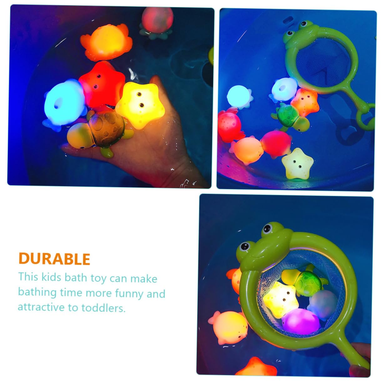 FAVOMOTO 4-Piece Fishing Net Bath Toy Set - Durable Plastic Kids Shower Toys for Bathtub Fun, Pool Play & Outdoor Water Activities