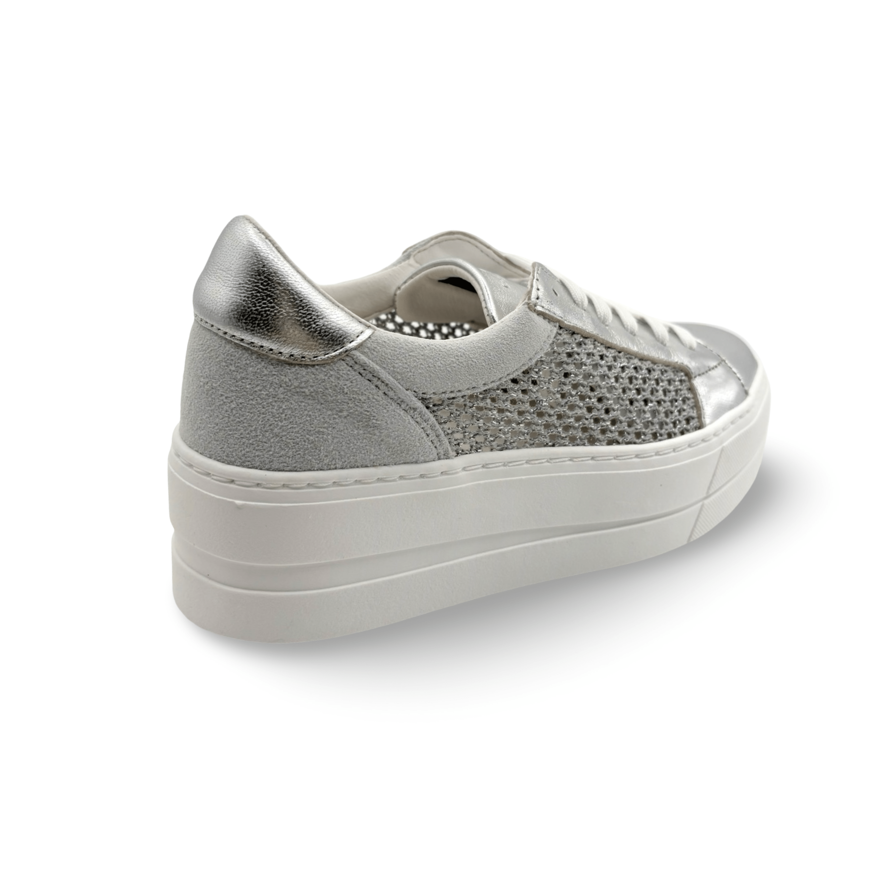Marlo Silver Platform Trainer Sneakers - Women's Fashion Casual Shoes for Walking, Running & Gym Workouts | Comfortable & Stylish Footwear for Everyday Wear