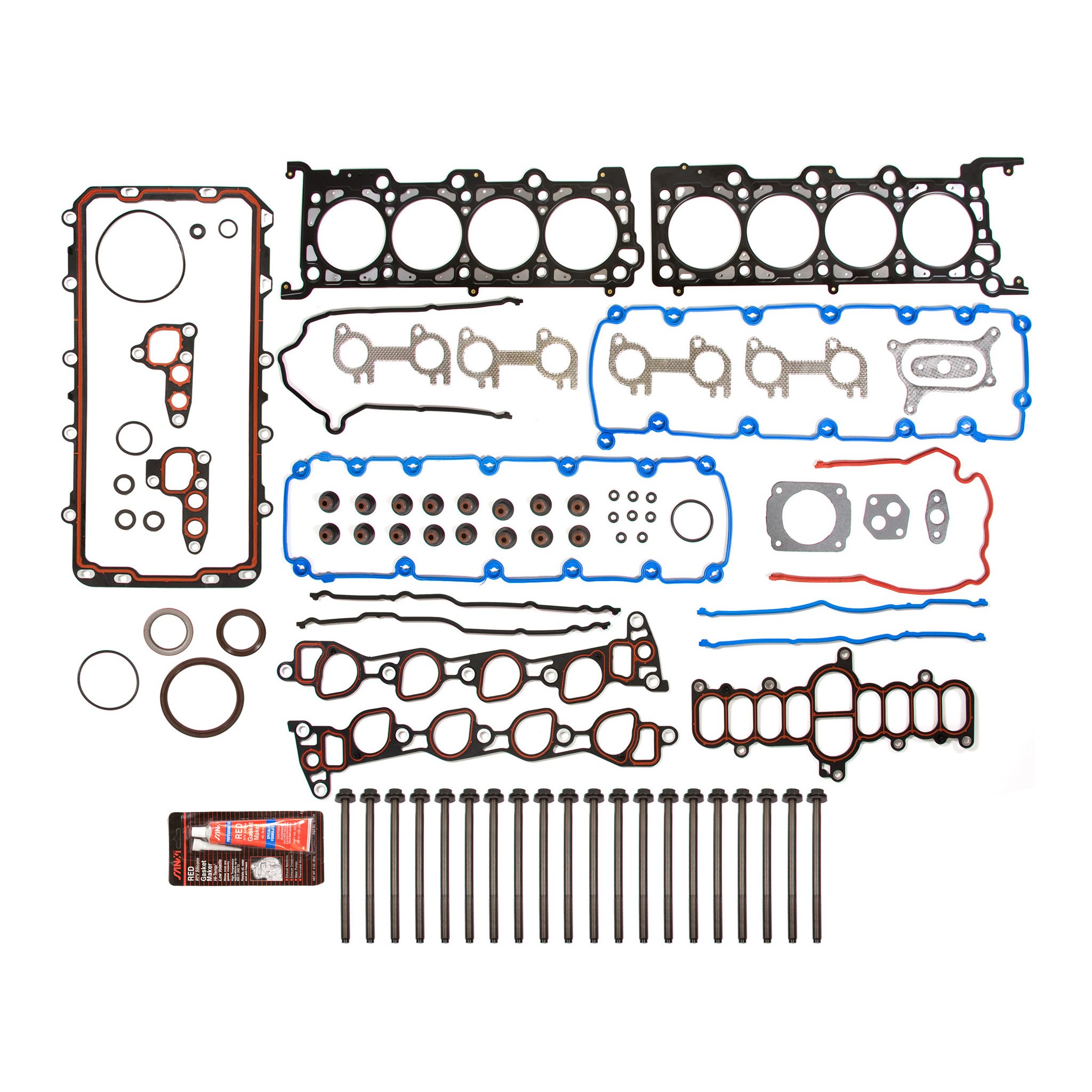 MA-4216924635 Full Gasket Set with Head Bolts for 97-99 Ford 4.6L V8 Windsor VIN 6 SOHC 16-Valve Engine - Perfect for Engine Rebuilds & Repairs