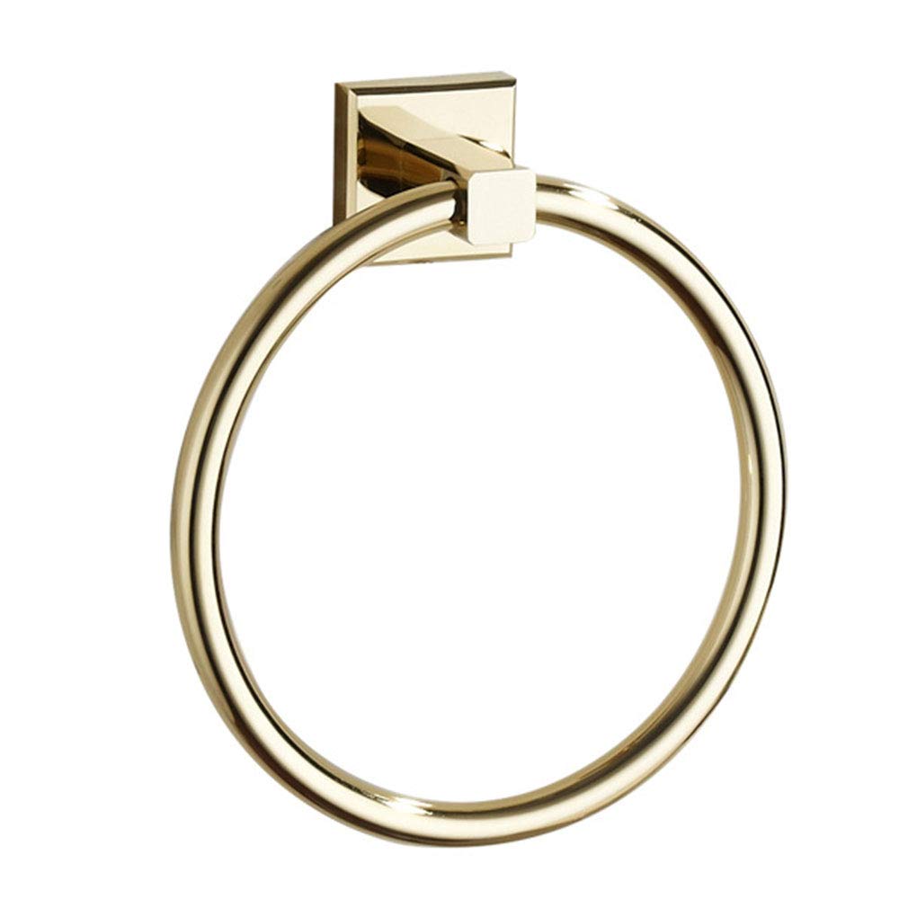 Golden Towel Ring - Reversible Bathroom Towel Holder for Wall Mounting, Round Toilet Towel Rack with Simple Design, Durable Hardware Pendant - Perfect for Bathroom, Kitchen, and Spa Decor
