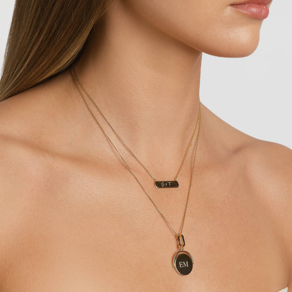Personalized Engravable Gold Horizontal Bar Necklace - Custom Name & Date Jewelry Gift for Women, Perfect for Anniversaries, Birthdays & Special Occasions