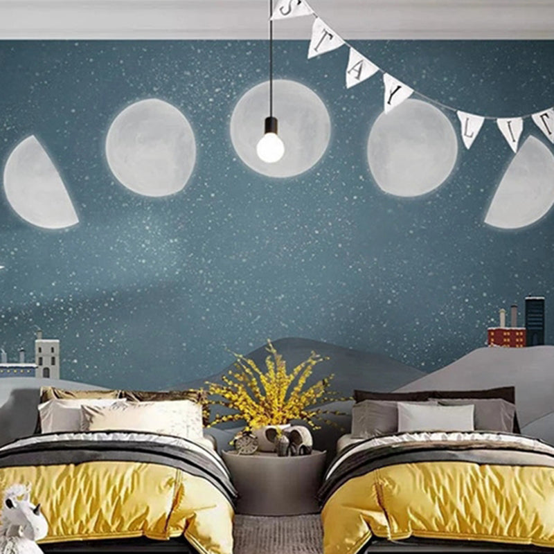 Sunrise to Sunset Moon Phase Nursery Wallpaper - Celestial Themed Baby Room Decor for Day & Night Sky Scenes