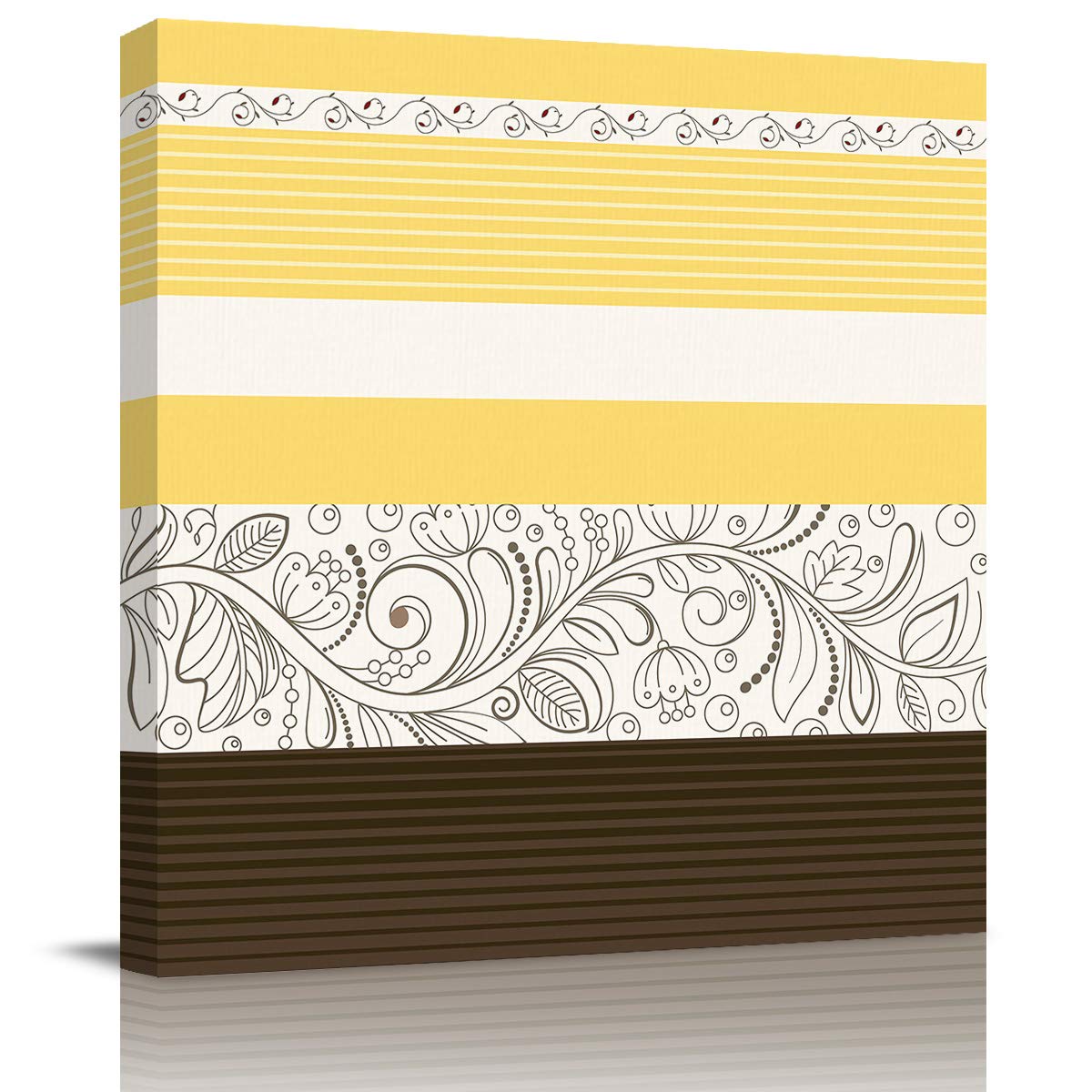 Colorful Stripe Floral Canvas Wall Art - Framed Bathroom Decor Painting for Living Room, Kitchen & Office | Ready to Hang Home Decor | Perfect for Housewarming Gifts & Interior Design