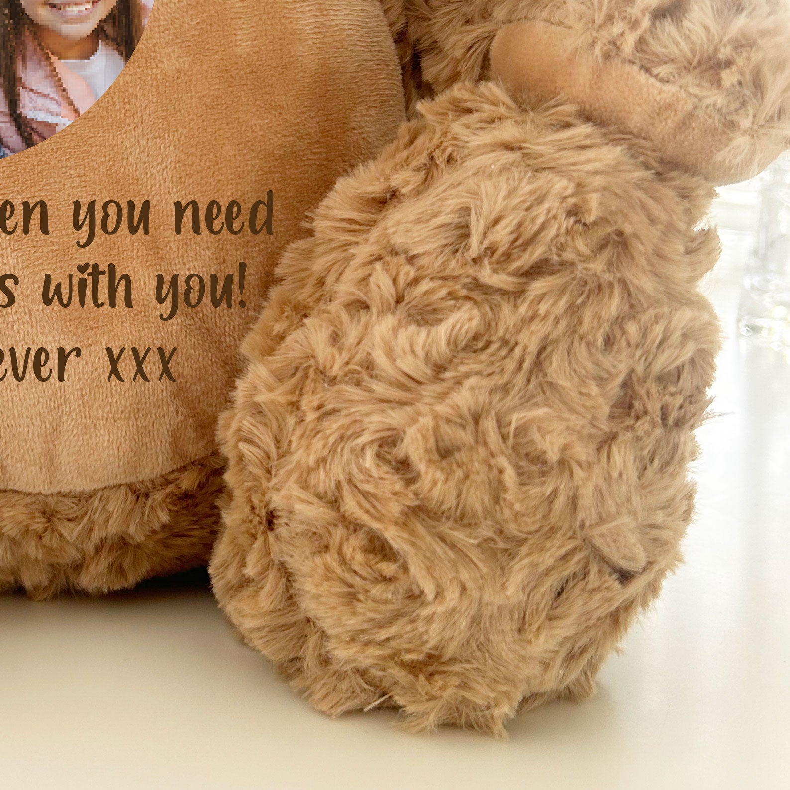 Personalized Voice Recording Photo Memory Bear - Light Brown Plush Keepsake Gift for Baby, Kids, Anniversary & Valentine's Day