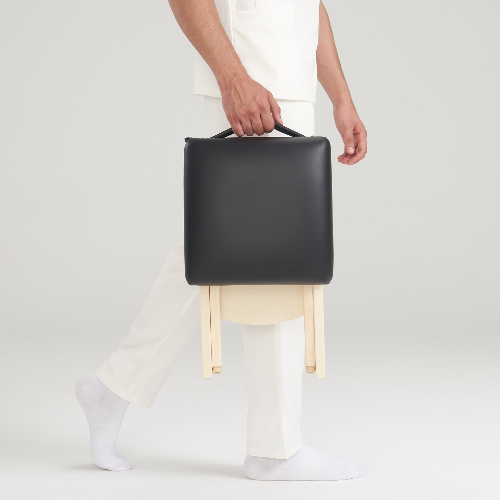 Portable Folding Massage Stool - Lightweight Wooden Foldable Tattoo Stool for Home & Professional Use - Black - Perfect for Massage Therapists, Tattoo Artists & Home Relaxation