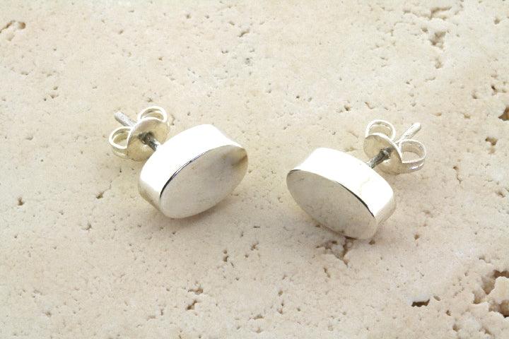 Sterling Silver Oval Cylinder Stud Earrings for Women - Elegant & Hypoallergenic Jewelry for Everyday Wear & Special Occasions