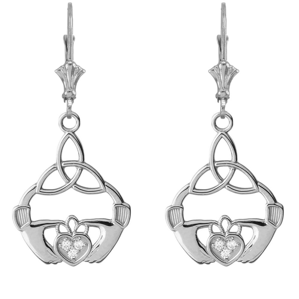 Exquisite Sterling Silver CZ Claddagh Trinity Knot Earrings - Perfect for Irish Weddings, Anniversaries & Celtic Jewelry Gifts