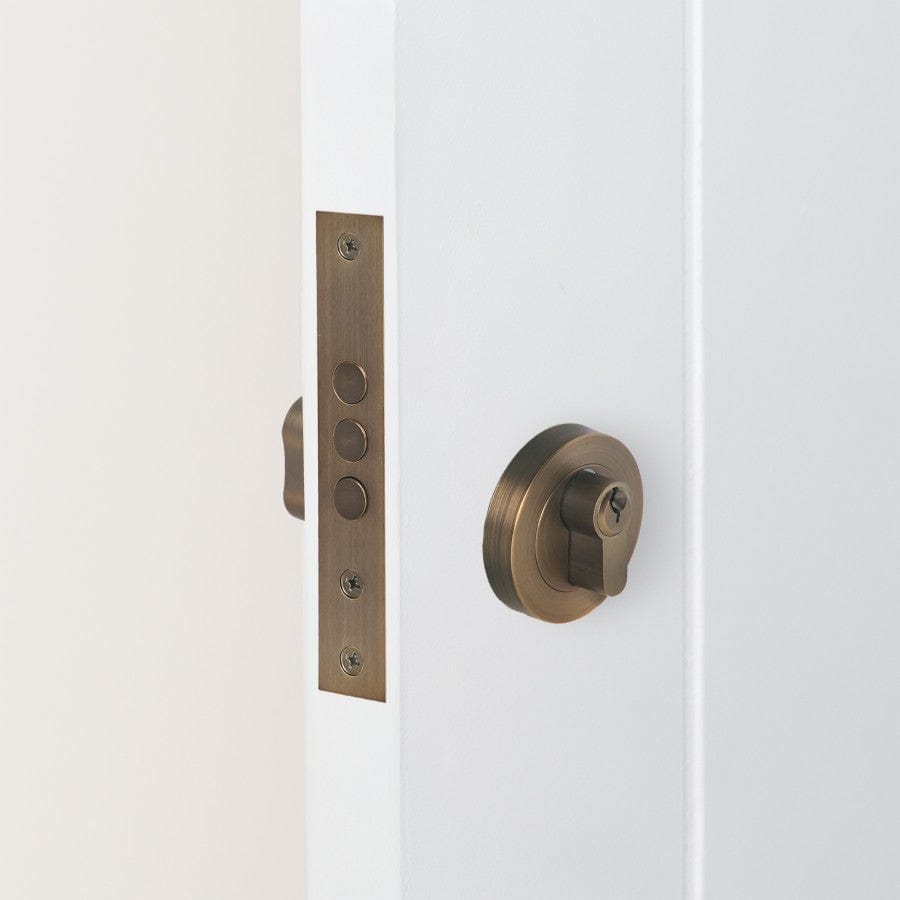 Vintage Antique Brass Front Door Lock - Secure & Stylish Entryway Hardware for Home, Office, or Cabin Use