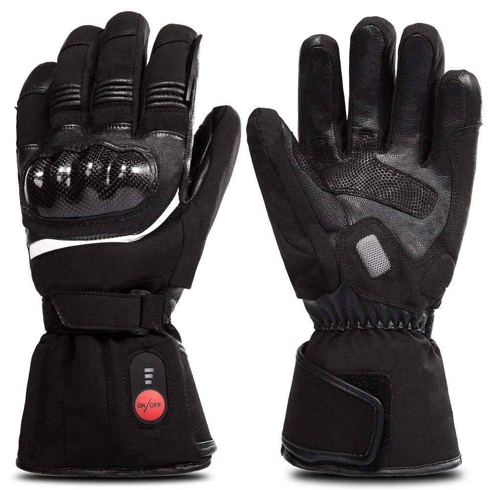 SAVIOR HEAT Rechargeable Electric Heated Gloves for Men & Women - Winter Leather Ski & Snowboard Gloves with Battery Heating - Perfect for Skiing, Snowboarding, Hiking & Cold Weather Activities