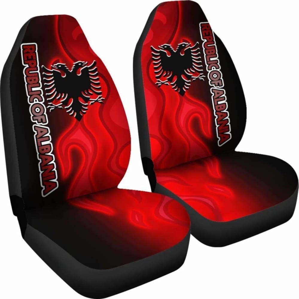 Premium Albania Car Seat Covers - Albanian Flame Design (15