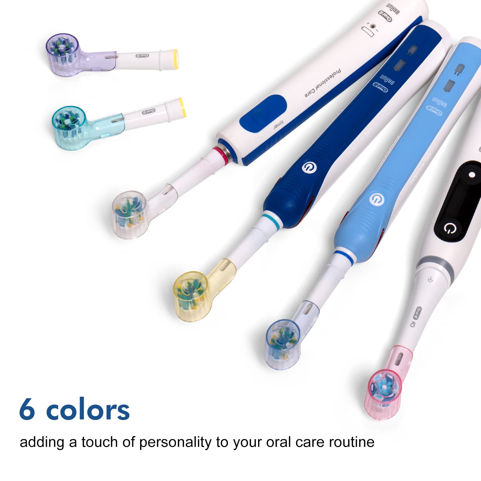 Oral-B Replacement Toothbrush Heads - 6 Pack with Nincha Powered Cover for Oral-B Series - Soft Bristles, Multiple Colors - Perfect for Travel & Daily Oral Care