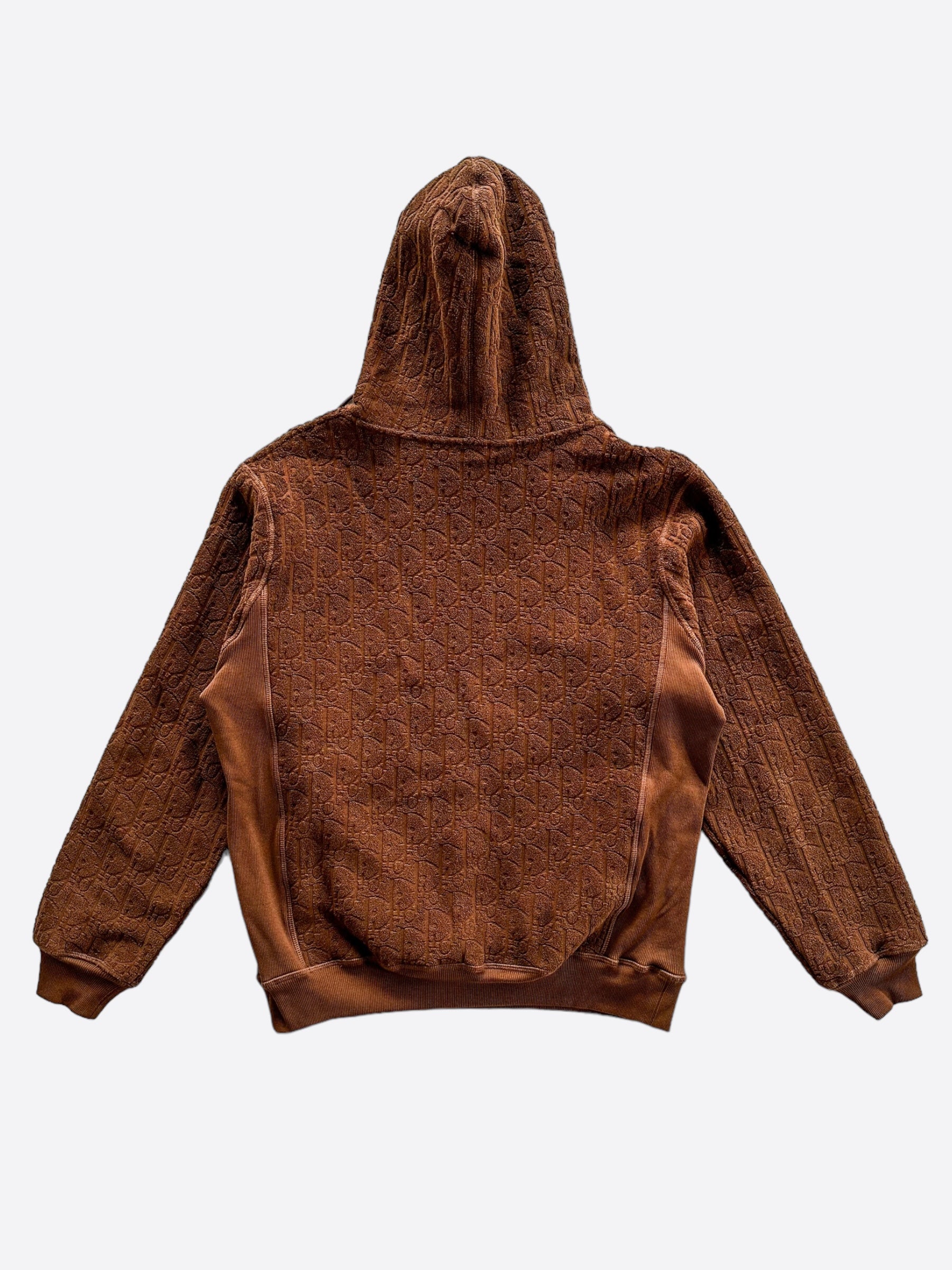 Dior Brown Oblique Logo Hoodie - Soft Cotton Towel Material, Unisex Pullover Sweatshirt for Casual Wear & Street Style Fashion