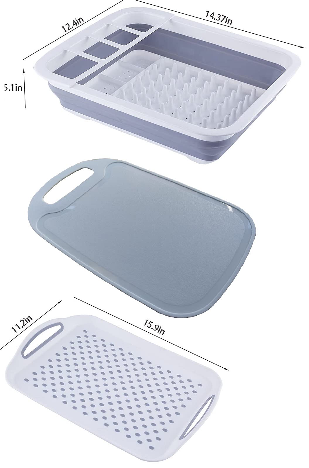 Foldable Collapsible Dish Drying Rack & Drainboard Set - Space Saving Kitchen Organizer for Countertop, RV, Camping | Portable Dish Drainer for Dinnerware Storage | Perfect for Small Apartments, Outdoor Adventures & Compact Kitchens