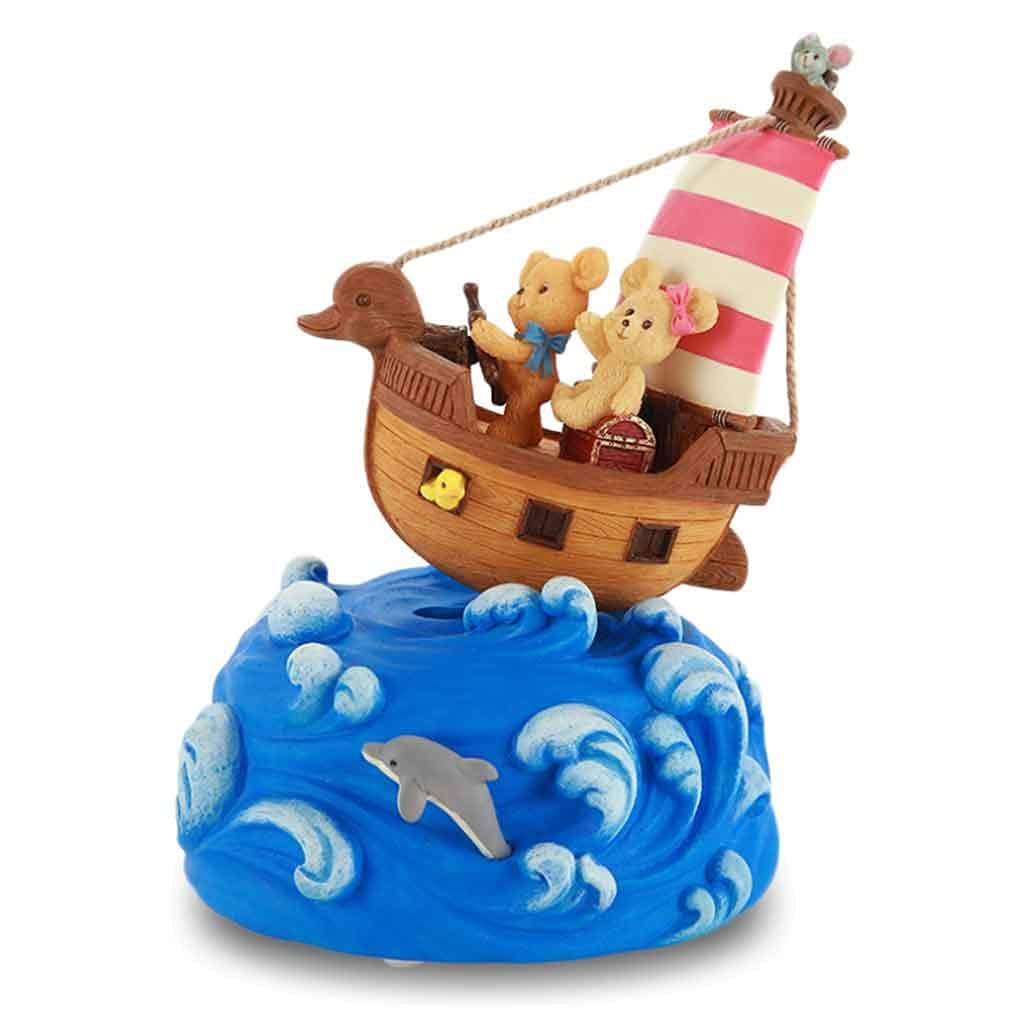 WNY Music Box - Adorable Nautical Bear Clockwork Musical Box for Kids, Plays Beautiful Melodies - Perfect for Bedtime, Gifts, and Nursery Decor