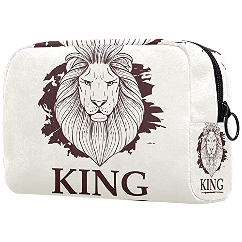 Large Travel Makeup Bag for Women - Black Cosmetic Organizer with King Lion Design, Waterproof Makeup Case for Toiletries & Cosmetics | Perfect for Travel, Gym, and Daily Use