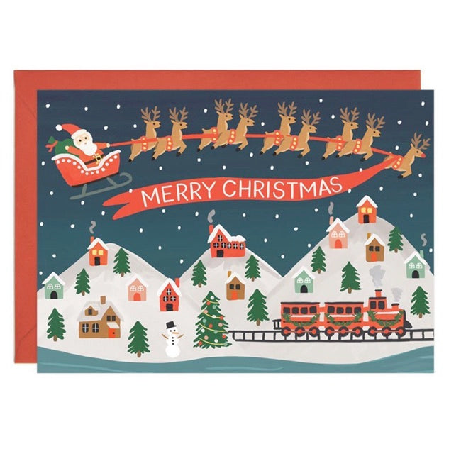 LoveLight Paper Santa's Village Christmas Card - Handmade Holiday Greeting Cards for Christmas Decorations, Gifts & Festive Celebrations