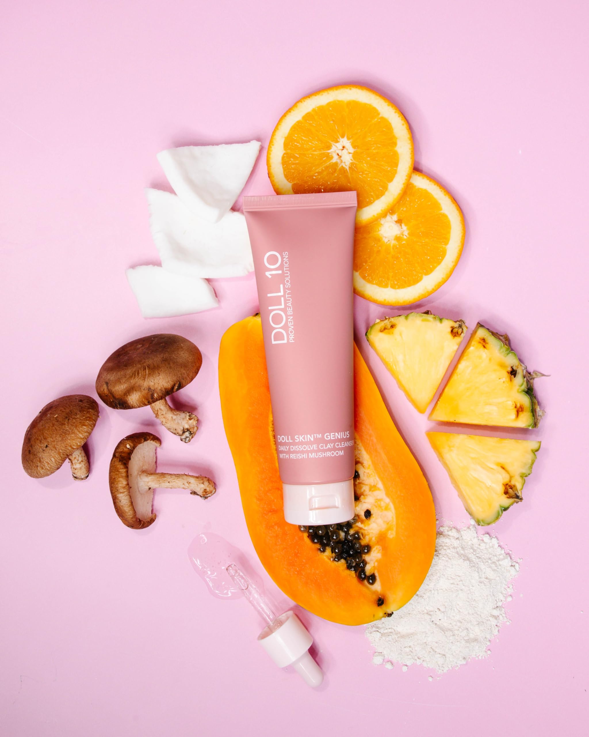 DOLL SKIN GENIUS™ Daily Dissolve Clay Cleanser with Reishi Mushroom - Deep Pore Cleansing & Oil Control Face Wash for Acne-Prone Skin - Perfect for Morning & Night Skincare Routine