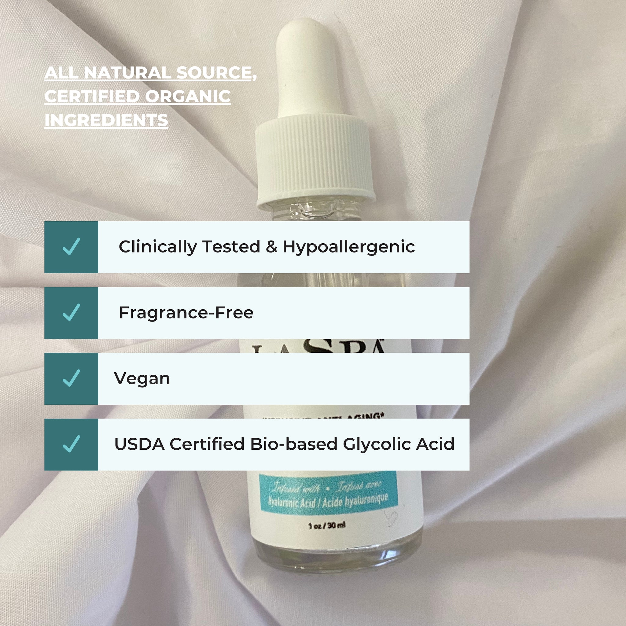 Laspa Glycolic Peel - 30% Glycolic Acid Chemical Exfoliant for Face & Body - Brightens Skin, Reduces Acne & Wrinkles - Perfect for At-Home Facial Treatments & Skincare Routine