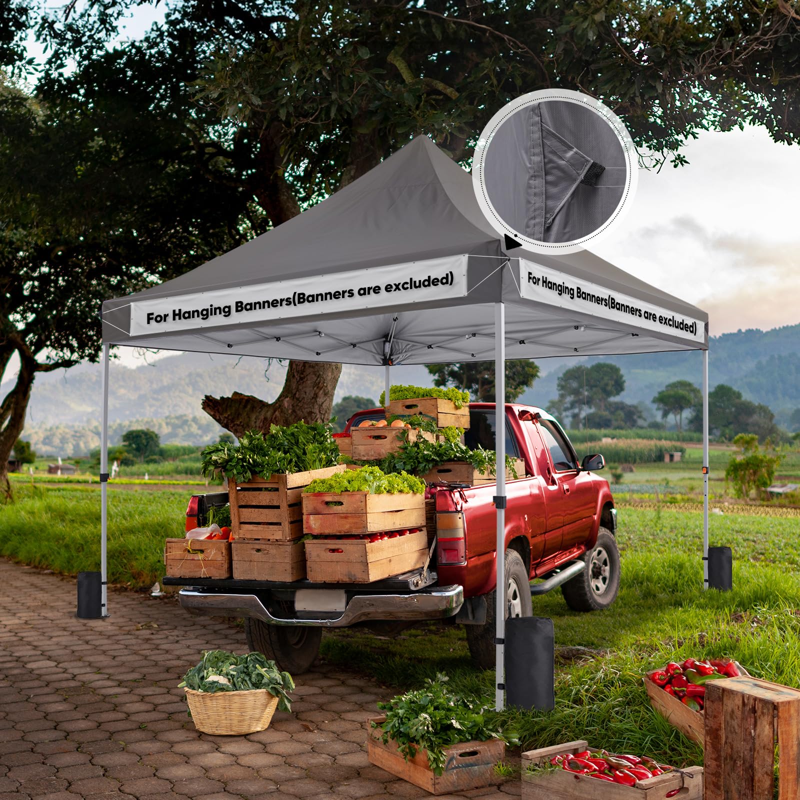 Quictent 10'x10' Heavy Duty Pop Up Canopy Tent - Waterproof Commercial Canopy with 11ft Height, Easy Setup, Includes Sand Bags & Wheeled Carry Bag (Grey) - Perfect for Outdoor Events, Farmers Markets, Beach Parties & Camping