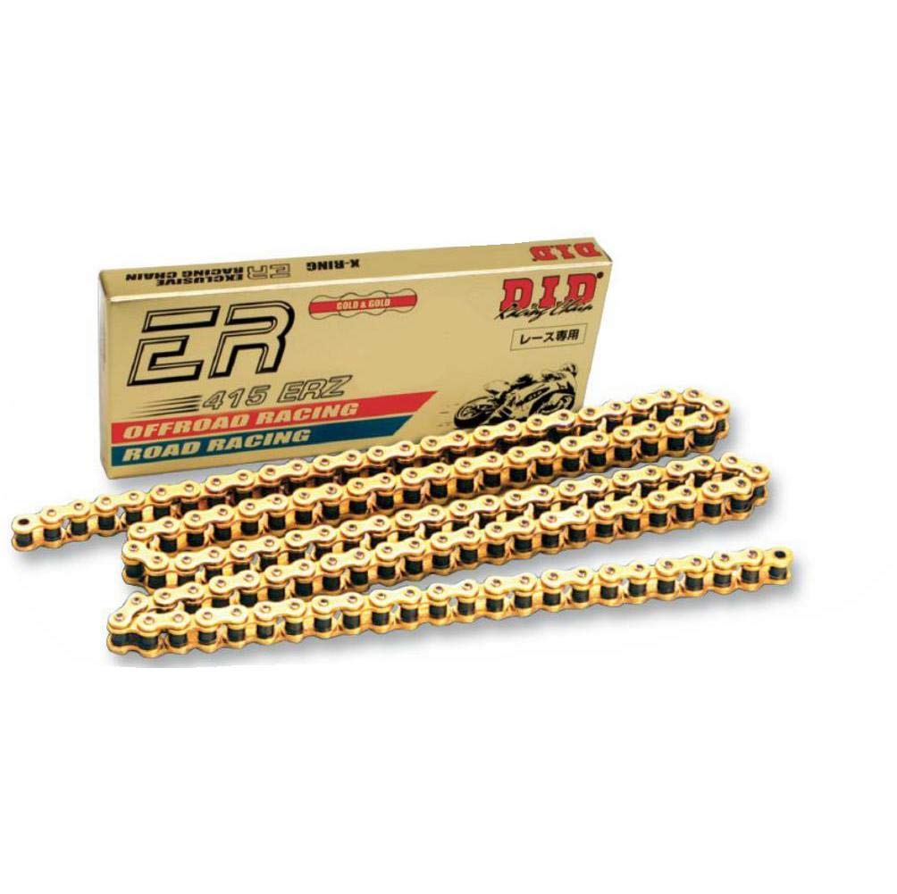D.I.D 415 ERZ Series Gold Racing Chain - 120 Links, 415 Pitch, High-Performance Motorcycle Chain for Dirt Bikes & ATVs - Durable Off-Road Use & Racing Applications