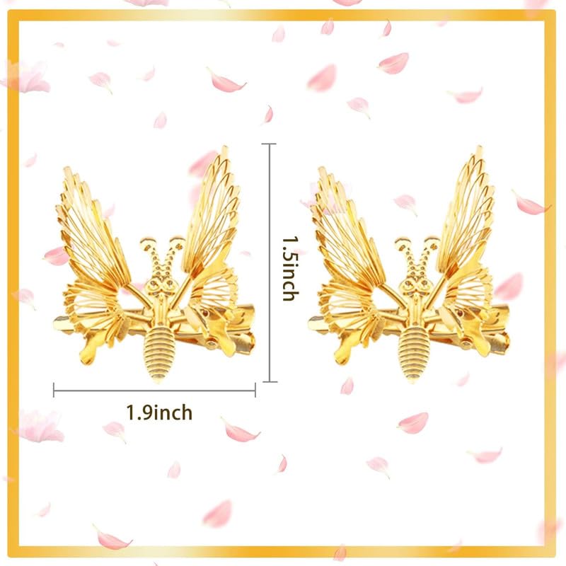 Staila 6-Piece 3D Gold & Silver Metal Moving Butterfly Hair Clips - Cute Hair Barrettes & Clamps for Women & Girls | Perfect for Parties, Weddings & Everyday Hairstyles