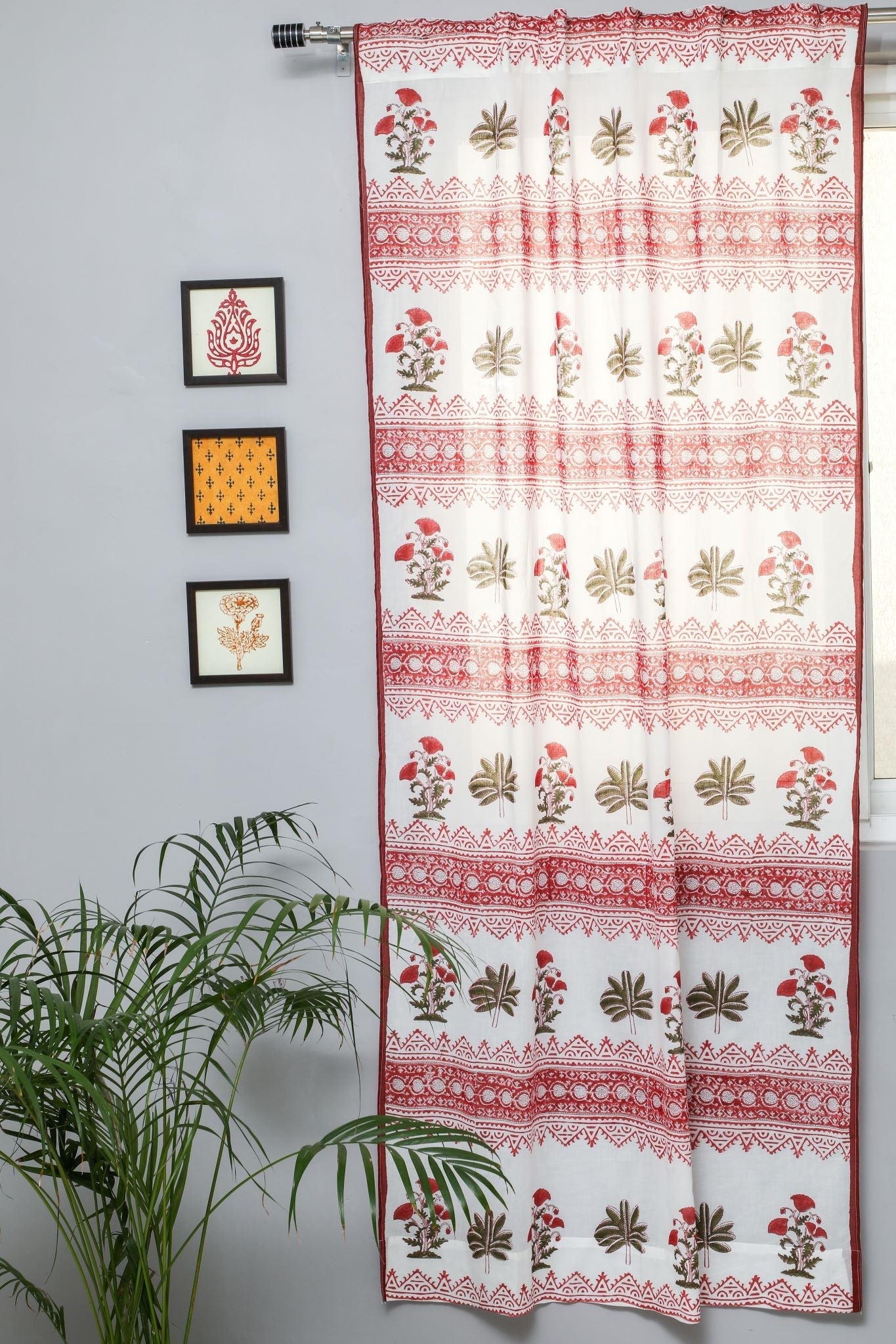 Handblock Printed Cotton Door Curtain | SootiSyahi 'Made on Earth' | Eco-Friendly Home Decor for Living Room, Bedroom & Entryway