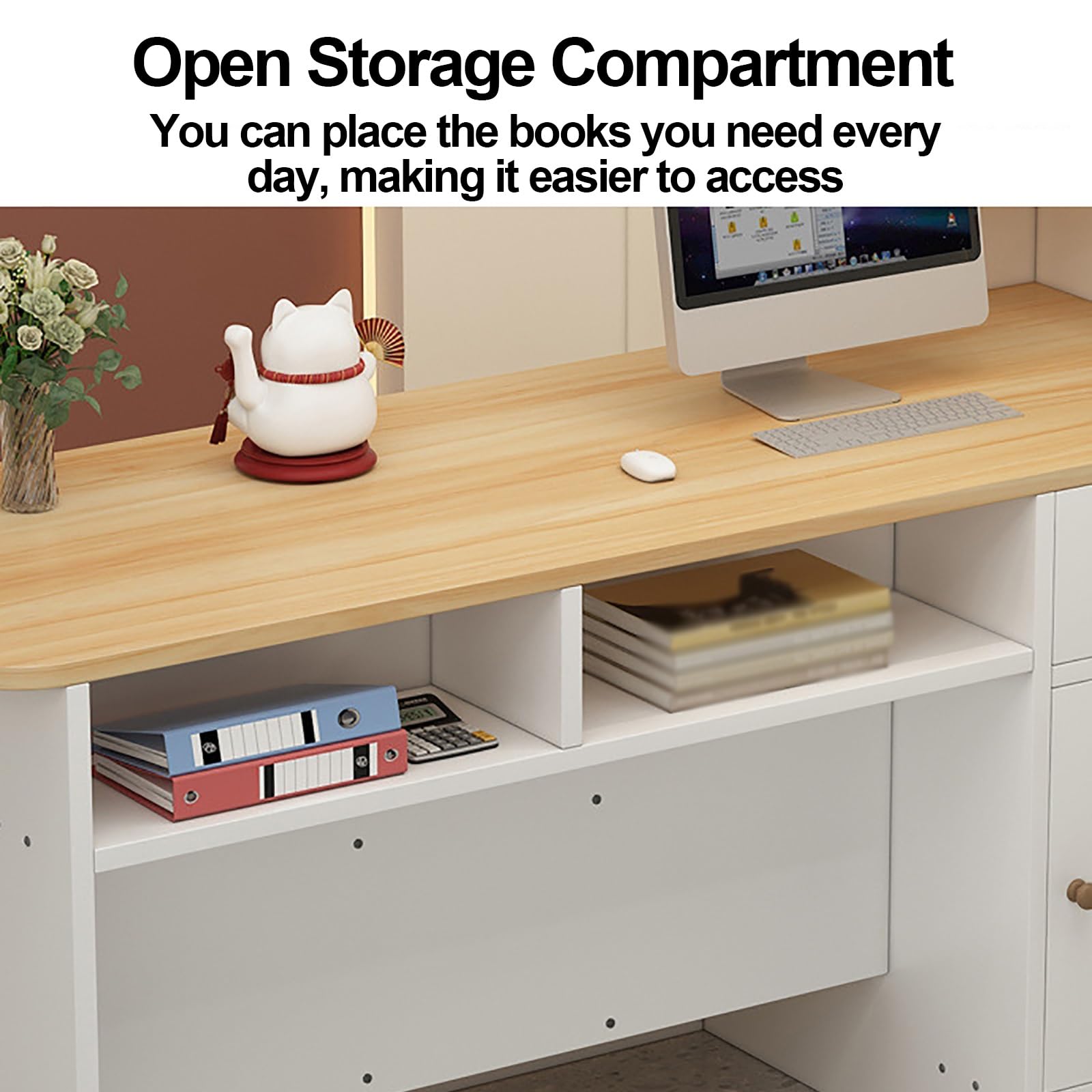 Modern Reception Counter Desk with Display Shelf & Drawers - Stylish Retail Front Desk for Checkout, Lobby, Salon, Store, Clinic & Office - Perfect for Beauty Salons, Retail Shops and Professional Reception Areas
