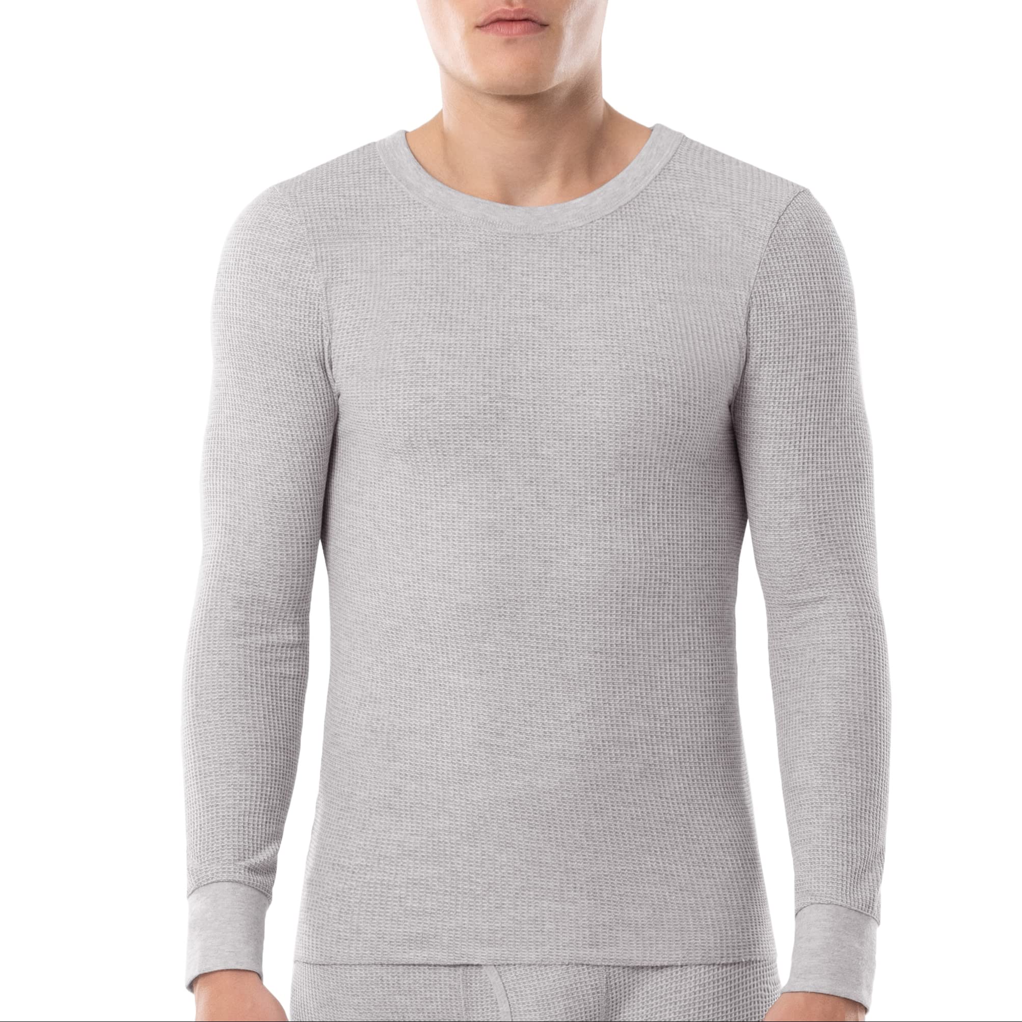 Fruit of the Loom Men's Classic Midweight Waffle Thermal Underwear Crew Top - Warm Long Sleeve Shirt for Winter, Hunting & Outdoor Activities
