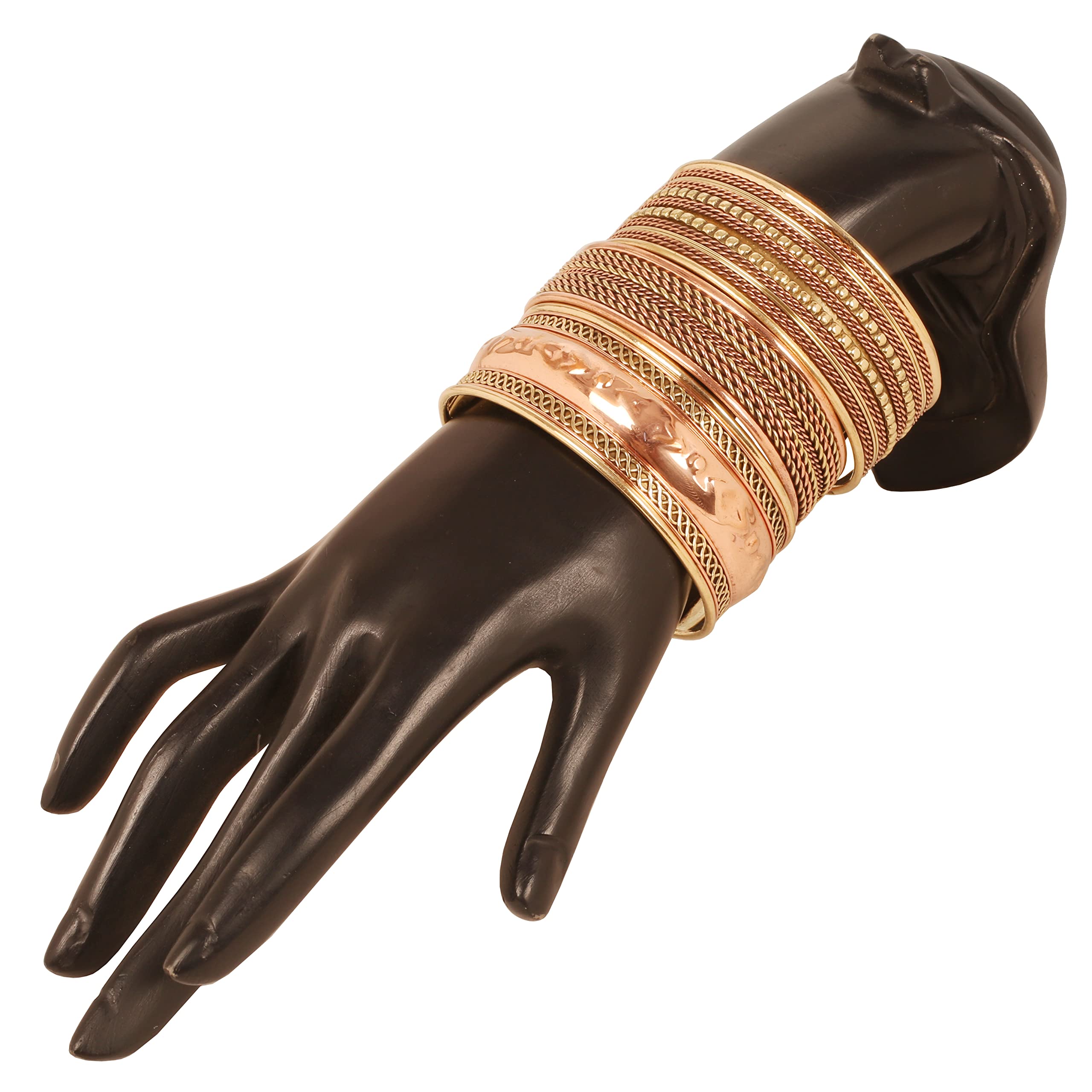 Authentic Tibetan Style Touchstone Copper Bracelet - Hand Forged Solid High Gauge Copper Cuff for Men & Women - Multiple Design Options - Perfect for Meditation, Yoga & Spiritual Healing