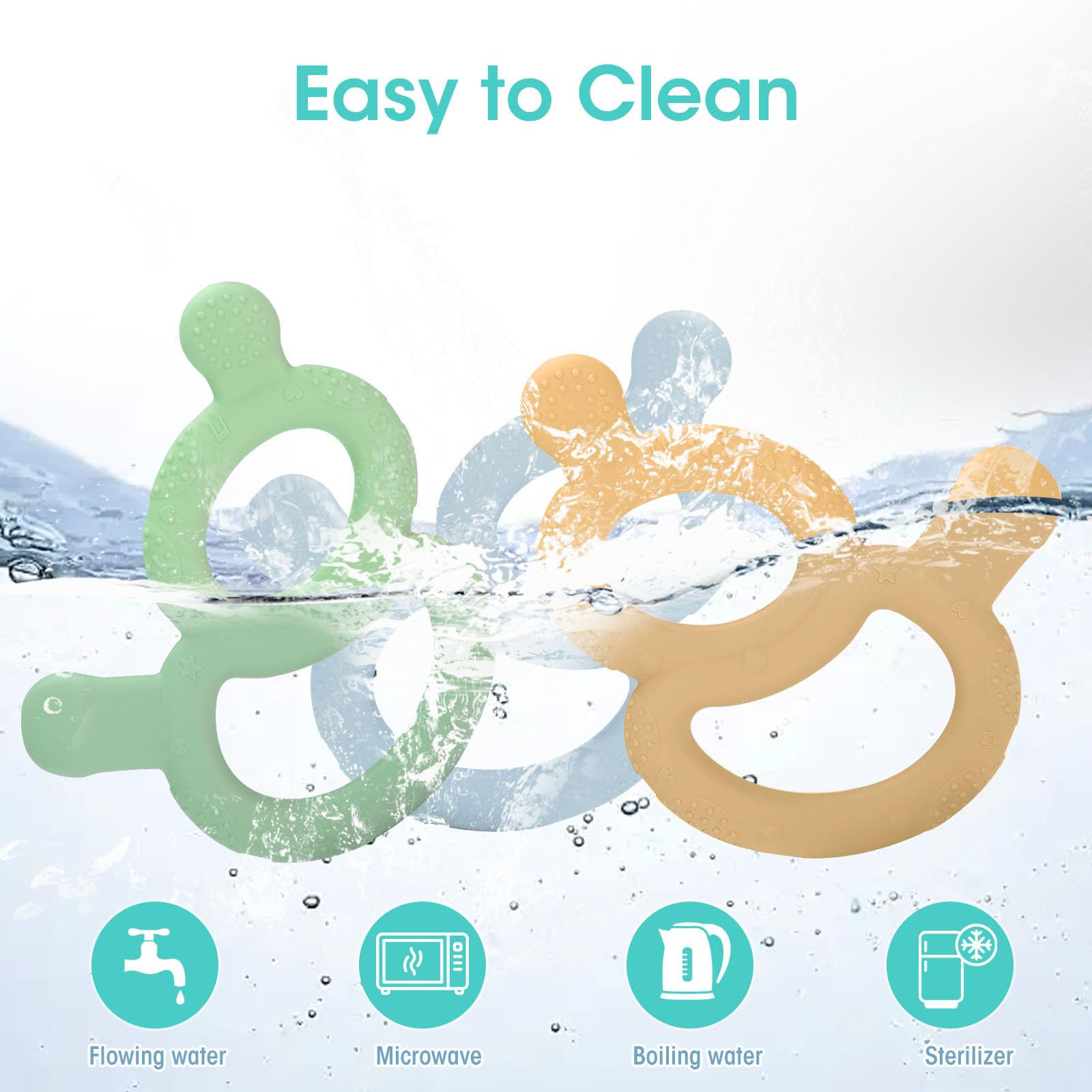 3 Pack BPA-Free Silicone Baby Teething Toys for Infants 3-12 Months - Soft Dual Textured Teether Rings & Nipple for Soothing Sore Gums, Sensory Chew Toys for Boys & Girls - Perfect for Home, Travel & Daycare Use