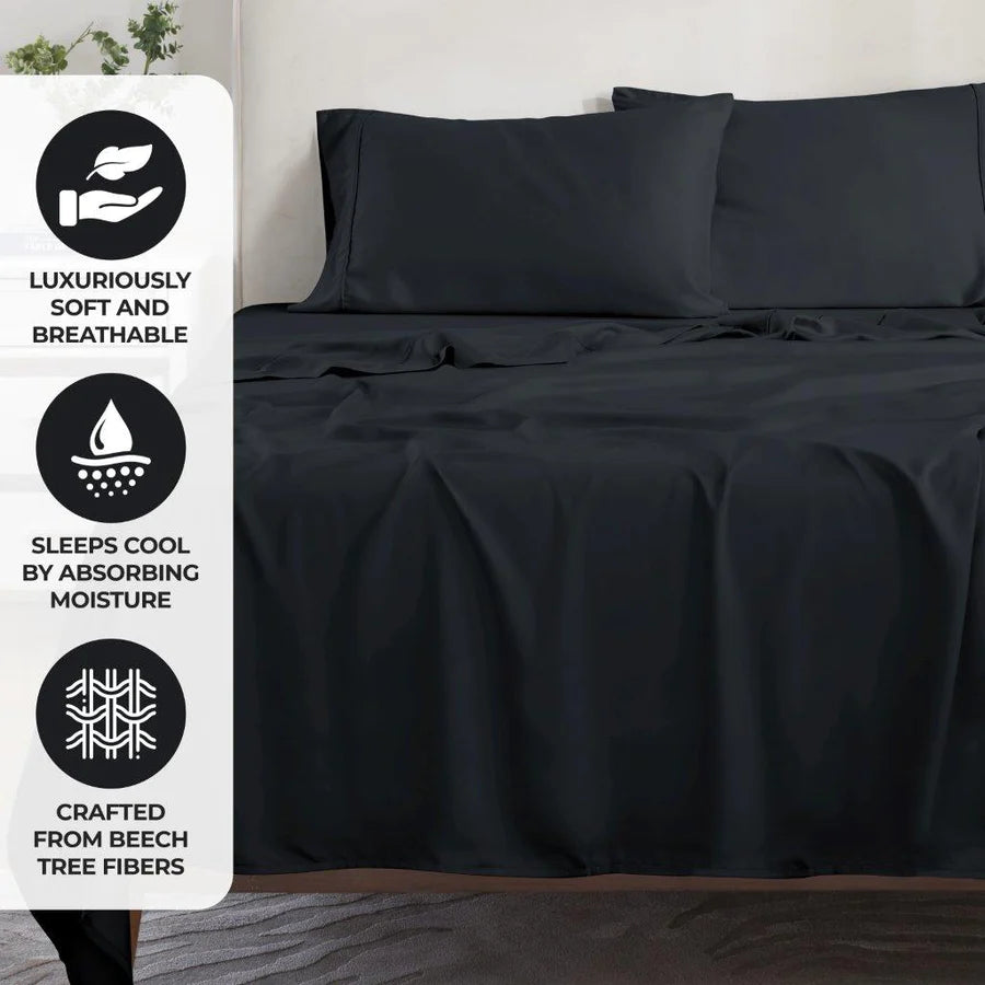 Premium 300 Thread Count Modal Bed Sheet Set from Beechwood - Deep Pocket Fitted Sheets for Queen/King Size Beds - Ultra Soft & Breathable Bedding for All-Season Comfort