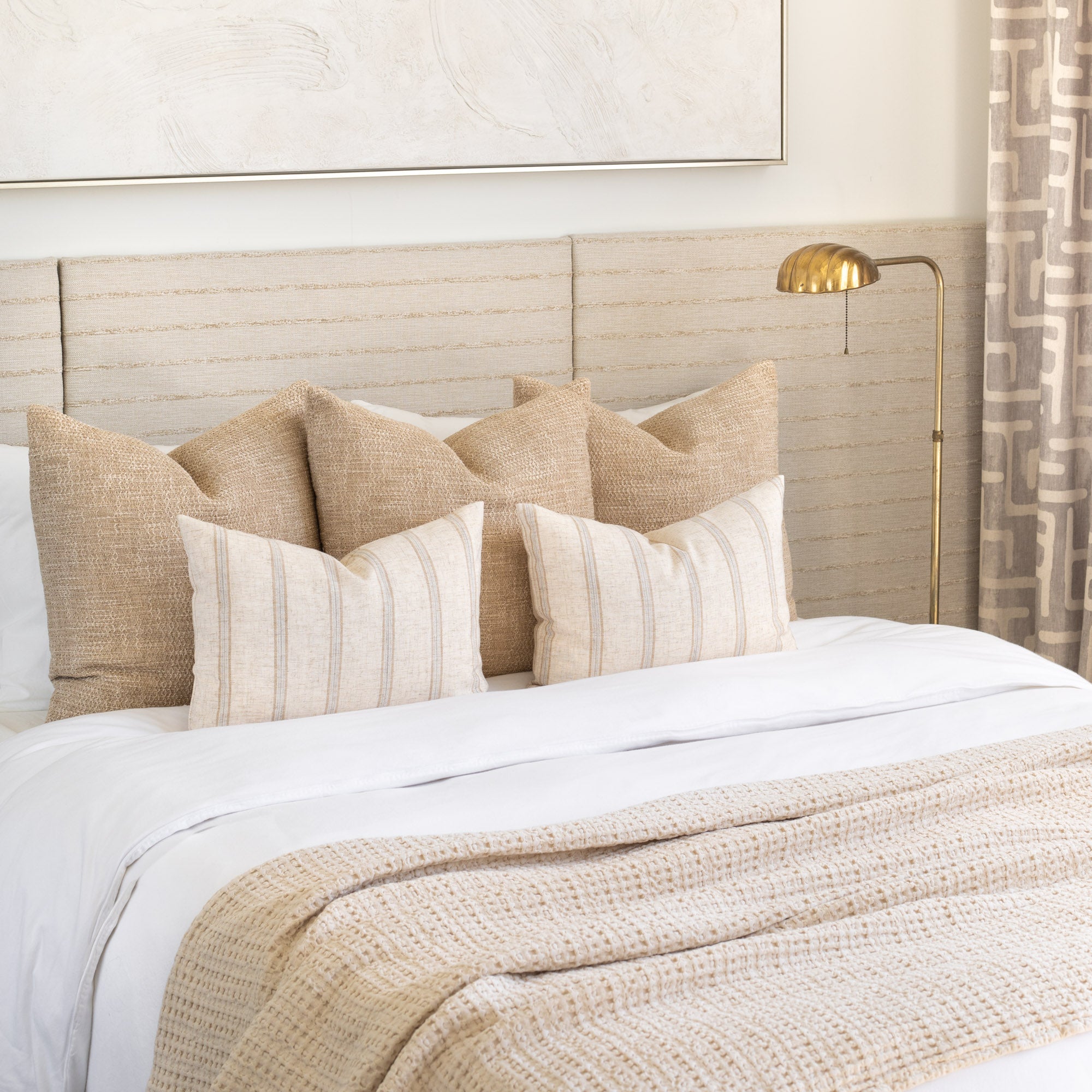 Yarmouth Stripe 14x20 Lumbar Pillow in Sandstone - Perfect for Sofa, Bed & Home Decor