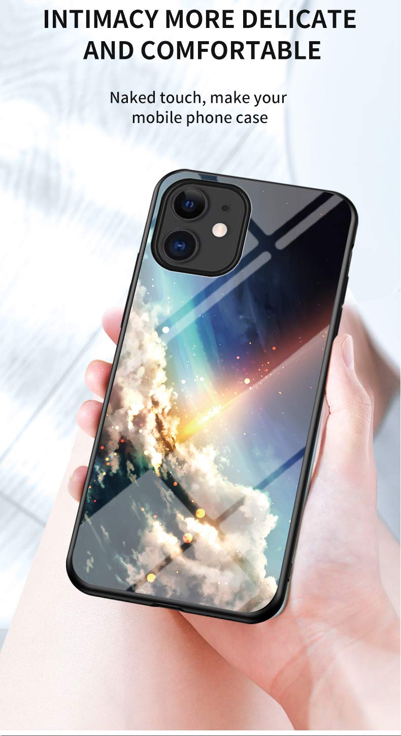 Starry Sky Pattern Soft Silicone TPU Shockproof Phone Case with 360° Full Body Protection & Gradient Tempered Glass - Compatible with iPhone 6/6s/7/8 Plus/X/XS/XR/11/11 Pro/12 Mini/12 Pro Max - Perfect for Nighttime Stargazing & Outdoor Adventures