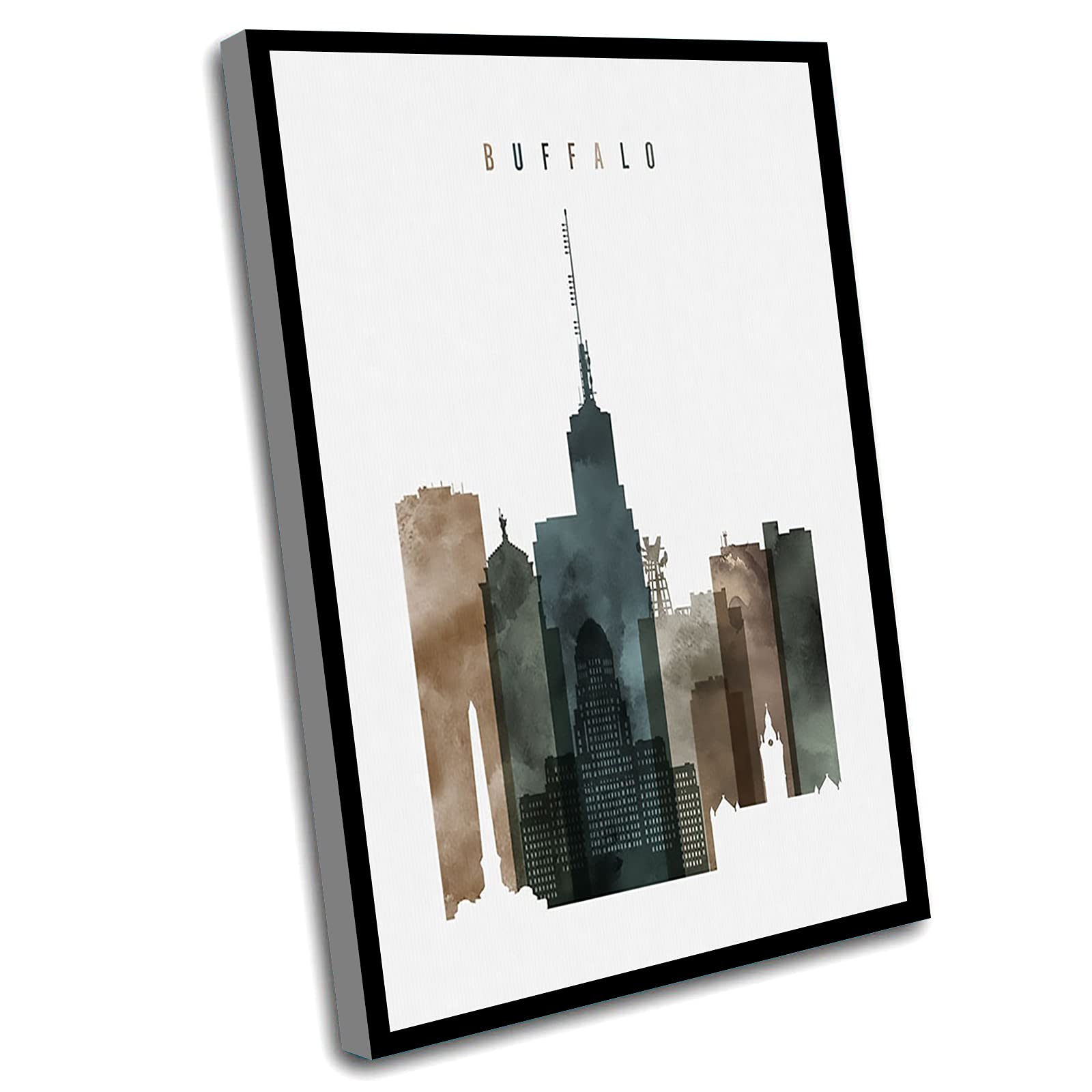 Buffalo Skyline Wall Art Print - 8x12 Inch Framed Poster for Living Room, Farmhouse Bedroom & Office Decor | New York City Travel Gift & Home Decoration