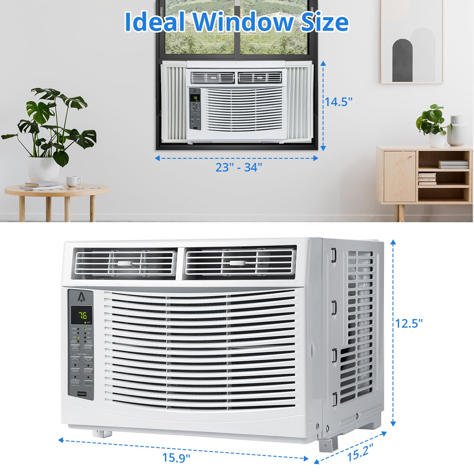 6000 BTU Window Air Conditioner - Cools Up to 250 Sq Ft, Quiet AC Unit with Remote Control & 3 Speed Settings - Perfect for Bedrooms, Small Offices & Apartments (White)