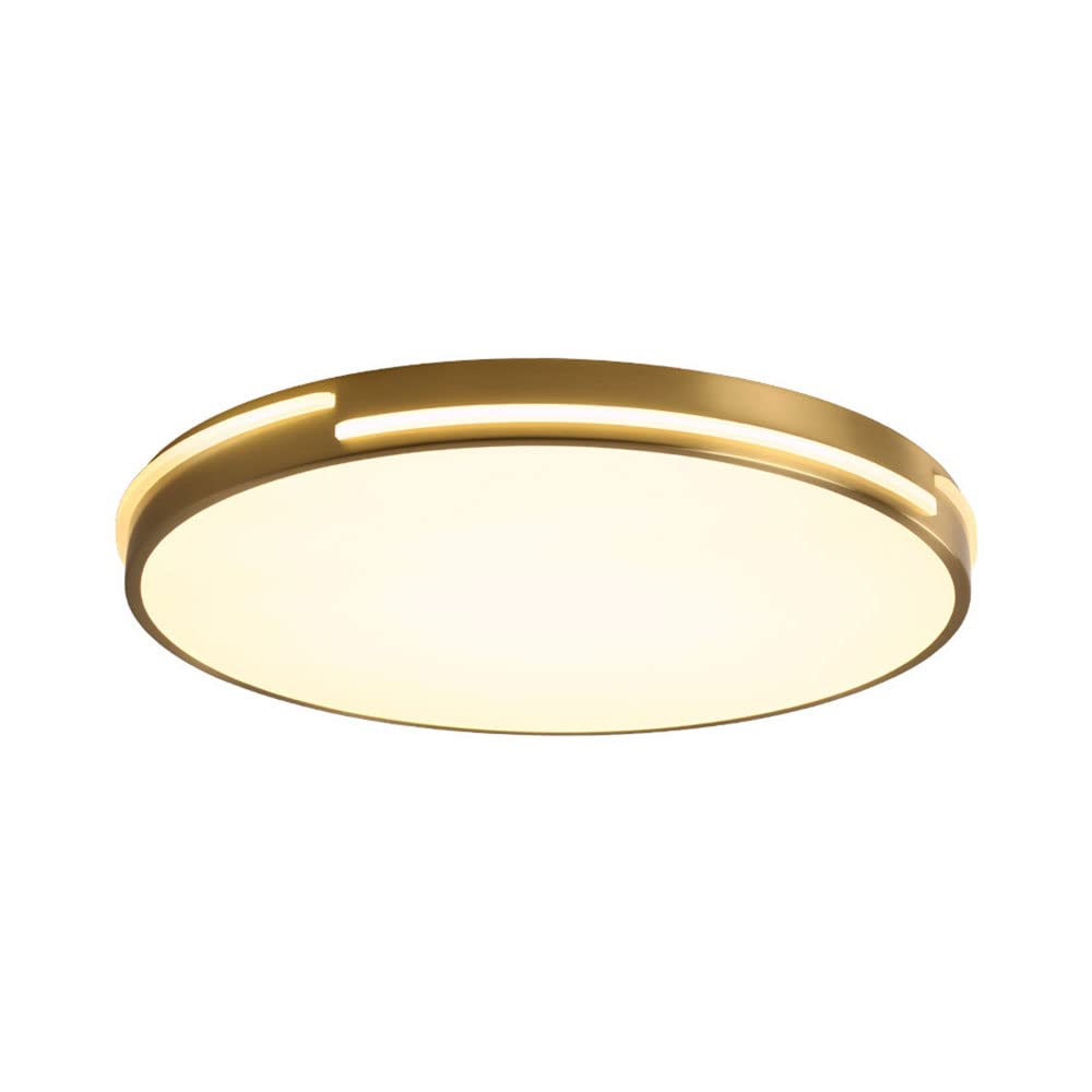 FunurHoome Modern LED Ceiling Light - 3 Color Dimmable, Rustproof Copper Finish, Slim Round Flush Mount Fixture for Living Room, Bedroom, Conference Room & Office Lighting