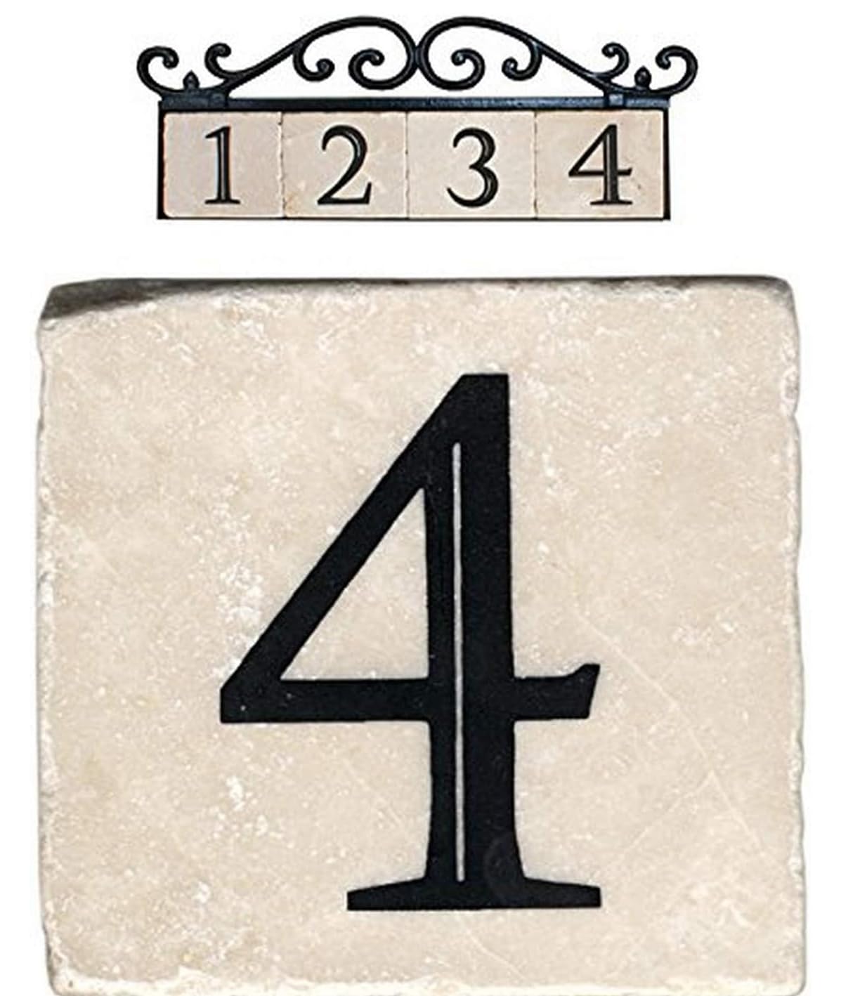 Premium Marble Tile House Numbers for Outdoor Address Plaque - 4