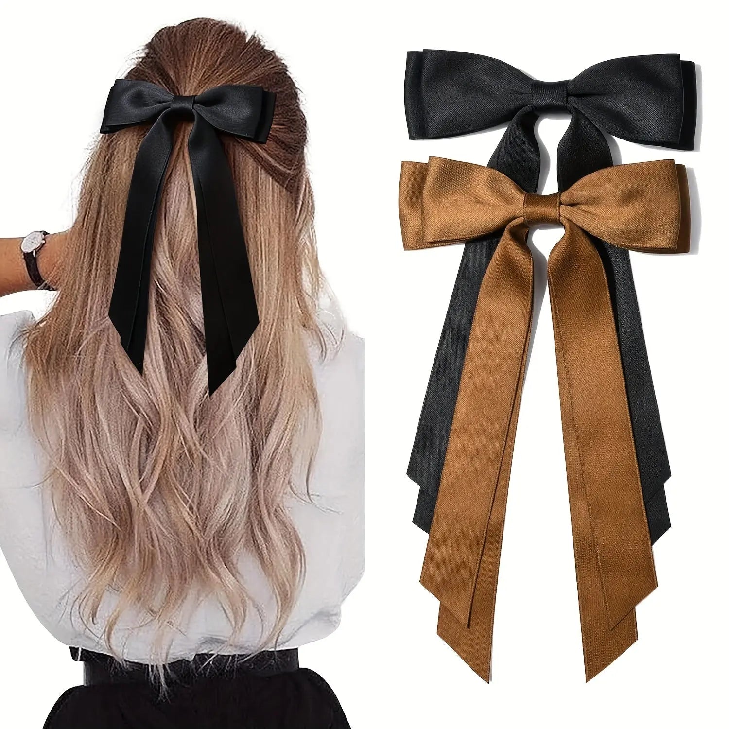 Silky Satin Hair Barrettes with Bows - Elegant Hair Accessories for Women & Girls - Perfect for Weddings, Parties & Everyday Styling