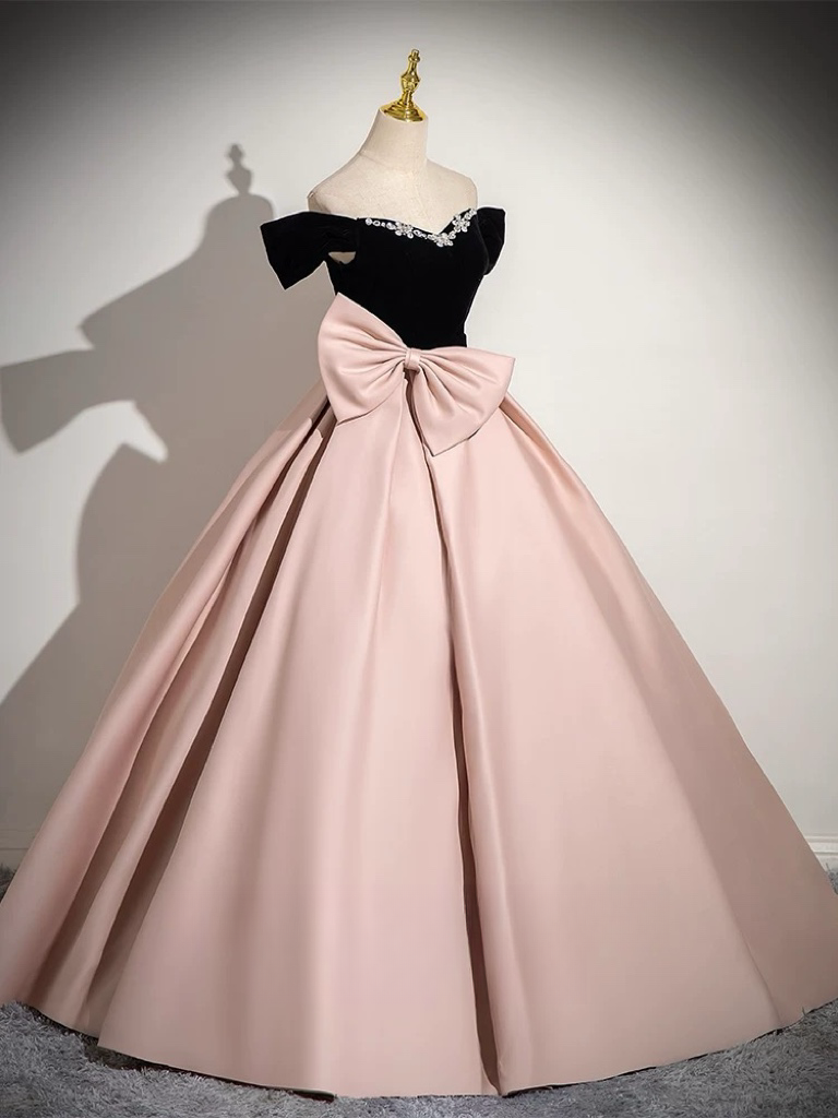 Elegant A-Line Off Shoulder Satin Pink Long Prom Dress for Women - Formal Evening Gown for Homecoming, Wedding, Ball & Special Occasions