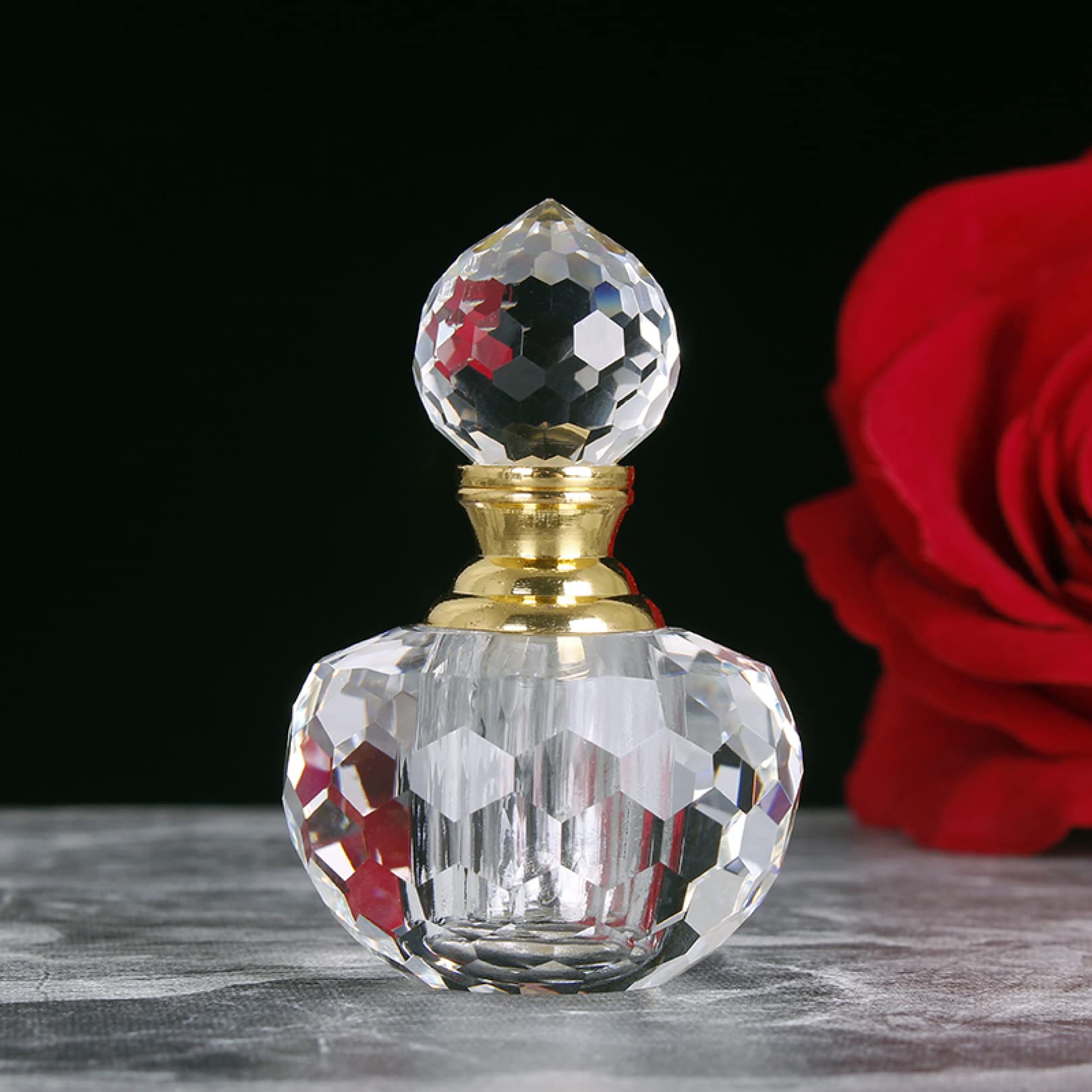 AERICKON K9 1ML Refillable Crystal Glass Perfume Bottle - Travel Essential Oil Container for Wedding Favors, Gifts & Aromatherapy Use